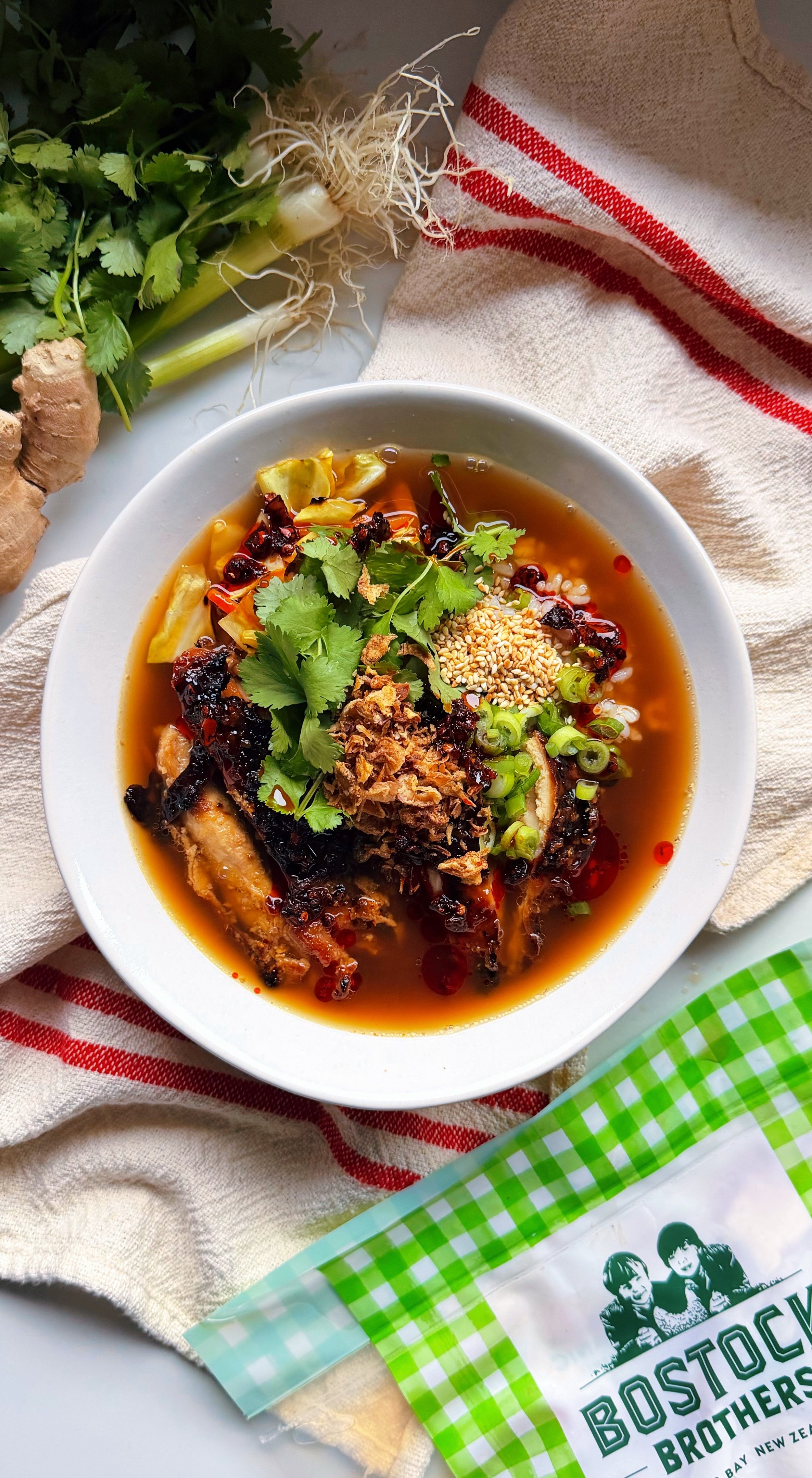 Miso &amp; Ginger Chicken Broth Bowls