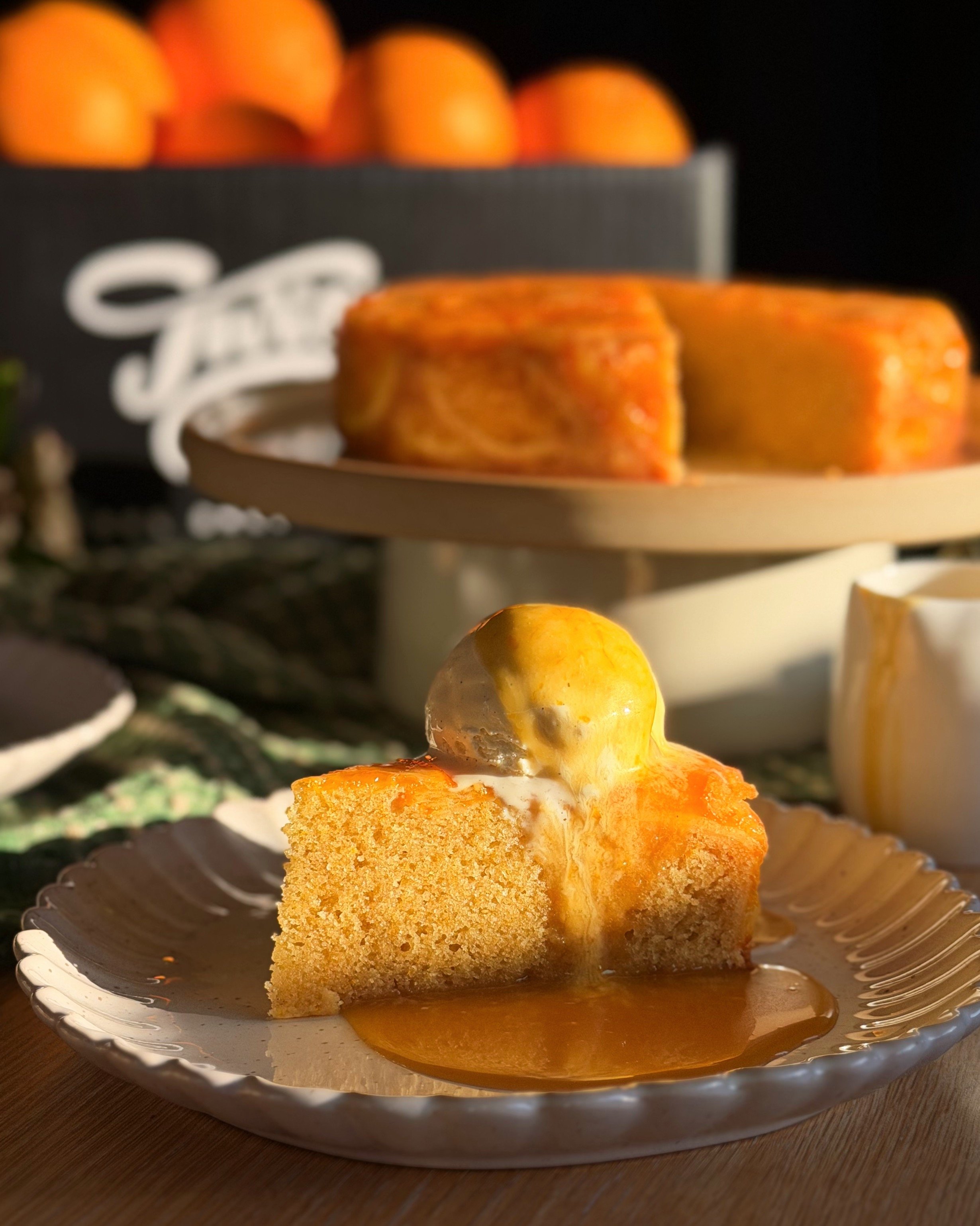 ORANGE &amp; CARDAMOM UPSIDE-DOWN CAKE WITH ORANGE SEA SALT CARAMEL