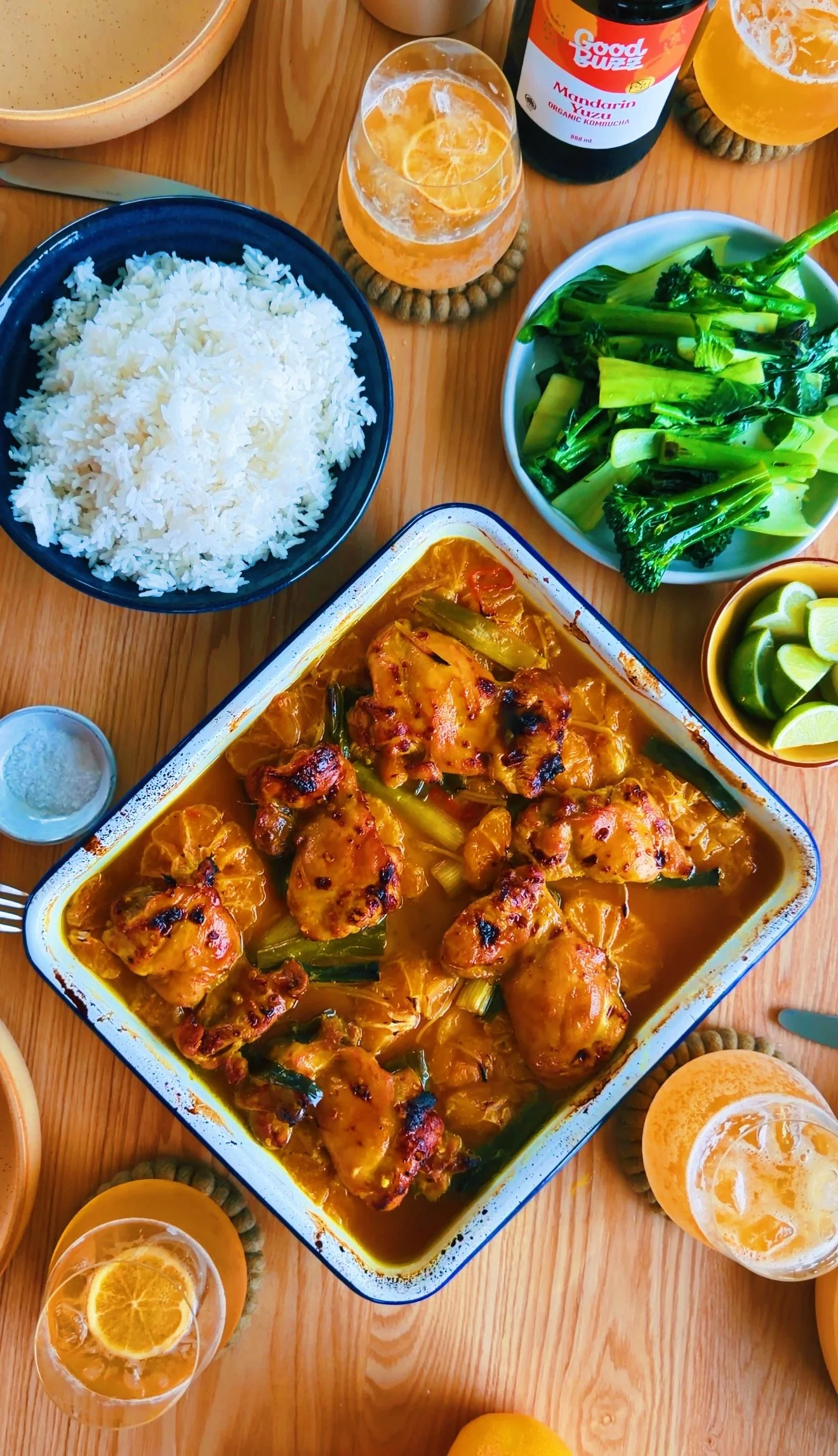 Mandarin Ginger Chicken with Rice + Asian Greens