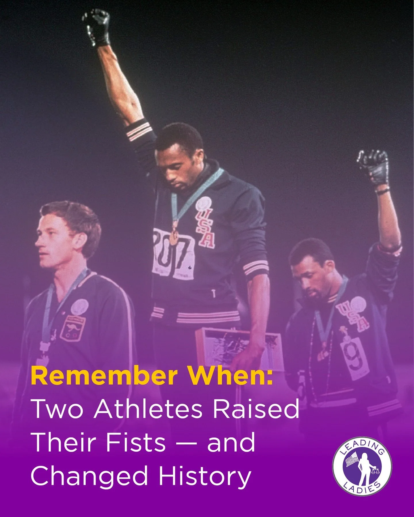 On October 16, 1968, during the medal ceremony for the 200-meter race at the Mexico City Olympics, American sprinters Tommie Smith and John Carlos bowed their heads and raised gloved fists in a silent salute for human rights. The gesture stunned the 