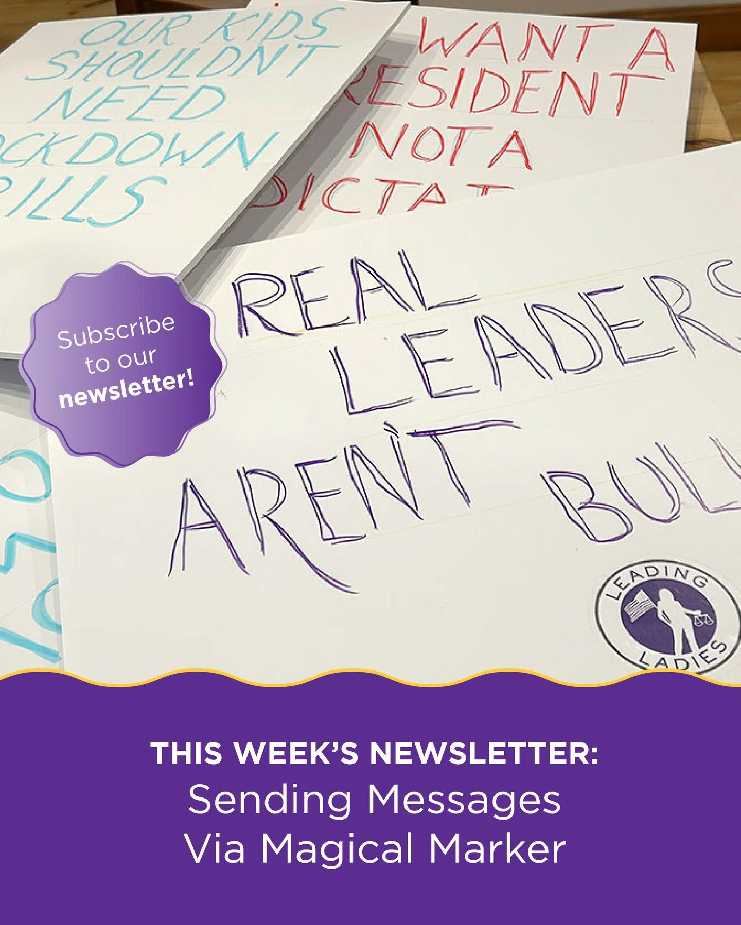 From markers to movements, see how something as simple as a handmade sign can spark civic action. Read this week&rsquo;s newsletter and join us in turning bold statements into real change #LinkInBio⁠
⁠
⁠
#Newsletter #LeadingLadiesVote #LeadingLadies 