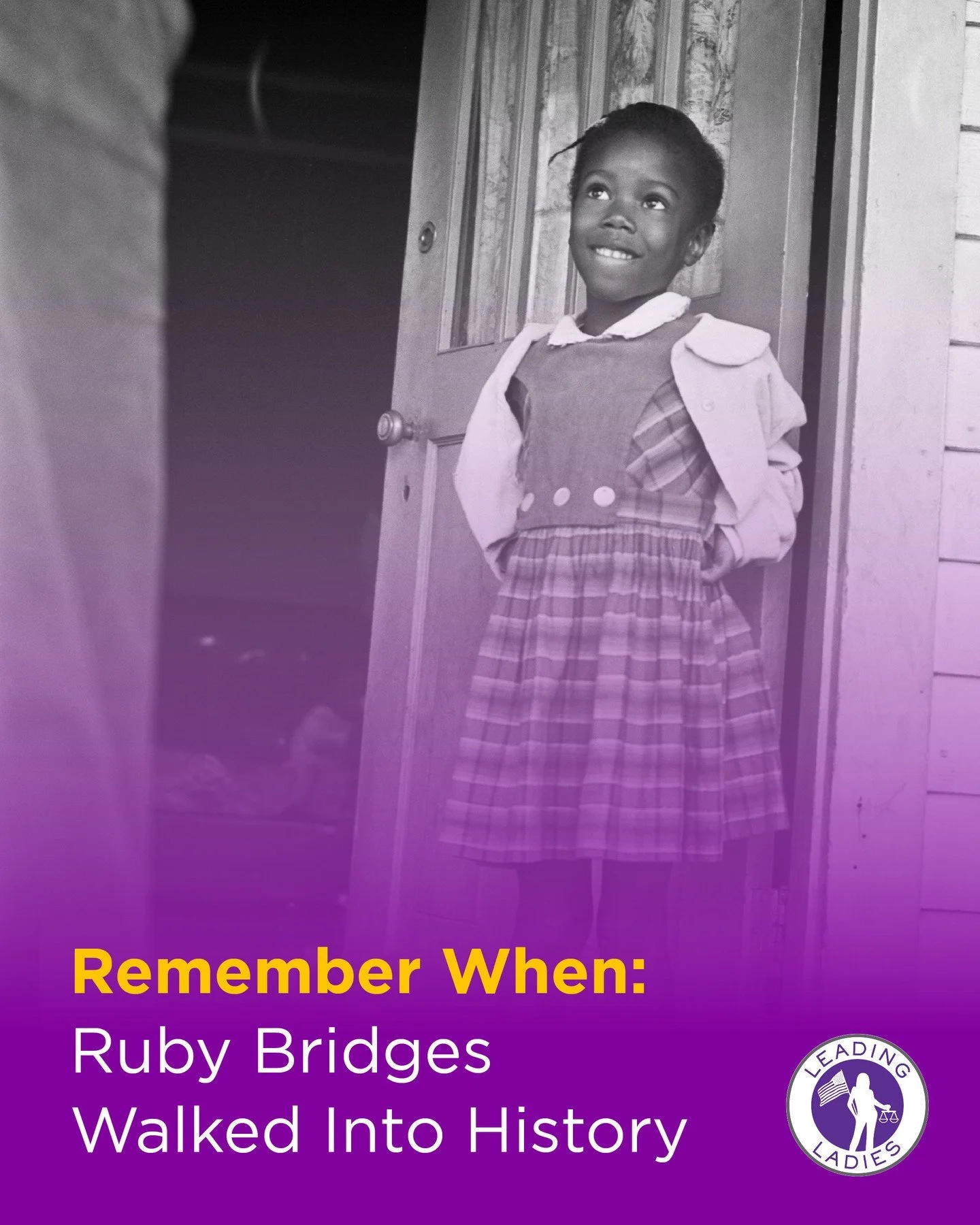 She was just six years old.⁠
⁠
On November 14, 1960, Ruby Bridges became the first Black child to desegregate an all-white elementary school in the American South. Escorted by federal marshals, she walked past crowds of screaming, angry adults to ent