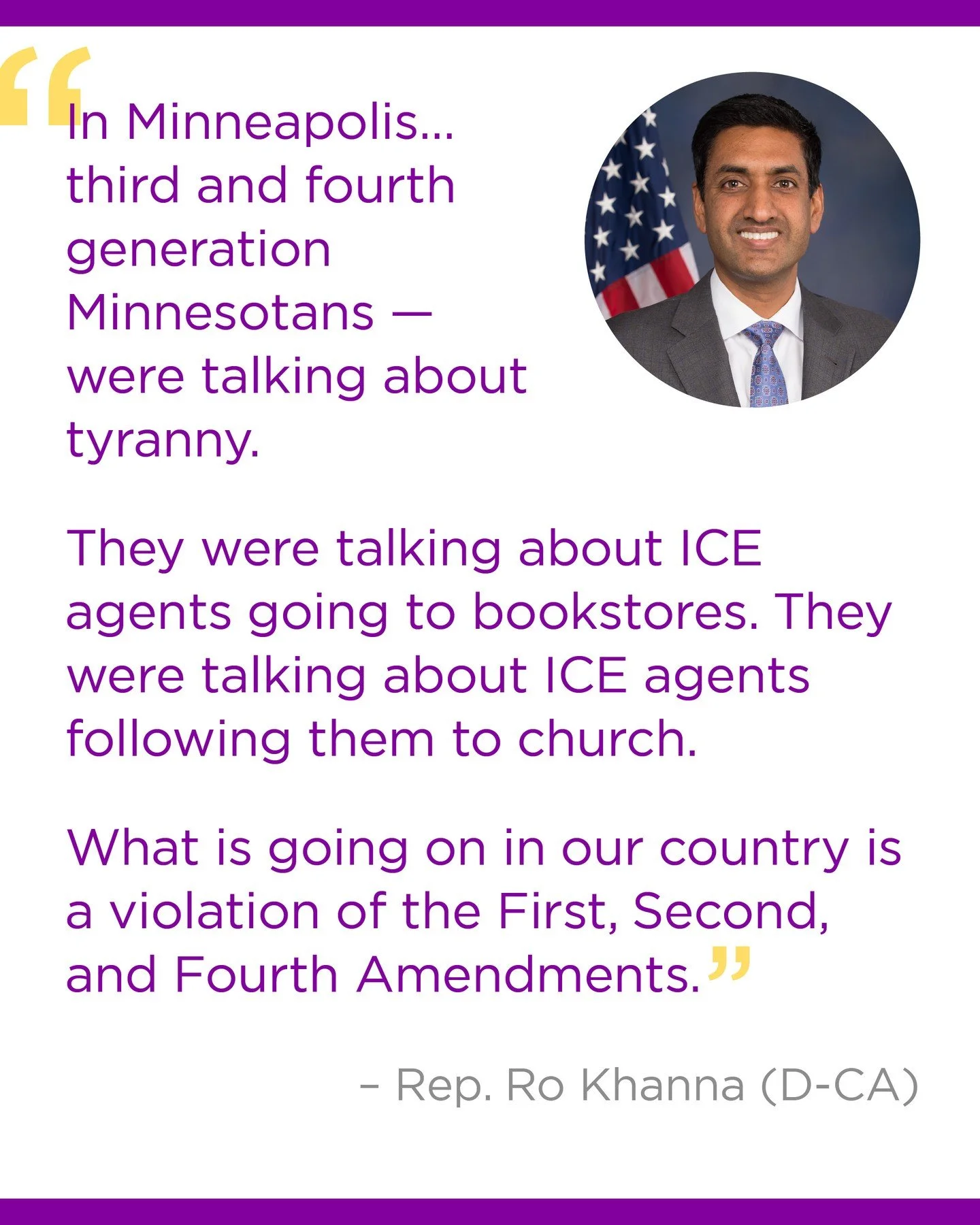 On NBC&rsquo;s Meet the Press_,_ Rep. Ro Khanna described what he heard directly from residents in Minneapolis following recent ICE operations &mdash; and why he says he cannot support additional funding without constitutional guardrails.⁠
⁠
&ldquo;I