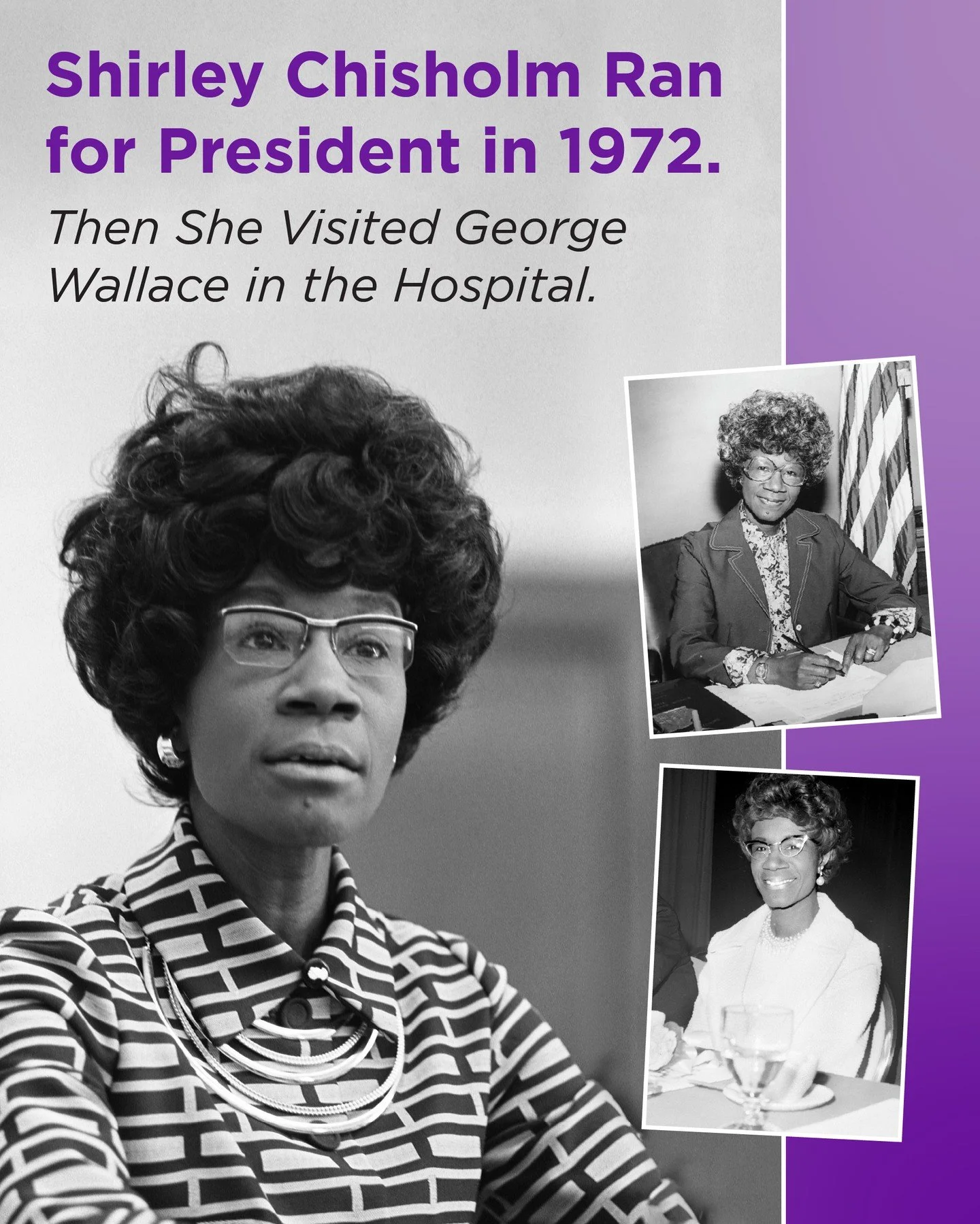 On January 25, 1972, Congresswoman Shirley Chisholm stood in Brooklyn and announced she was running for president.⁠
⁠
She was the first Black woman elected to Congress. Now she would be the first Black person to seek a major party's nomination for pr