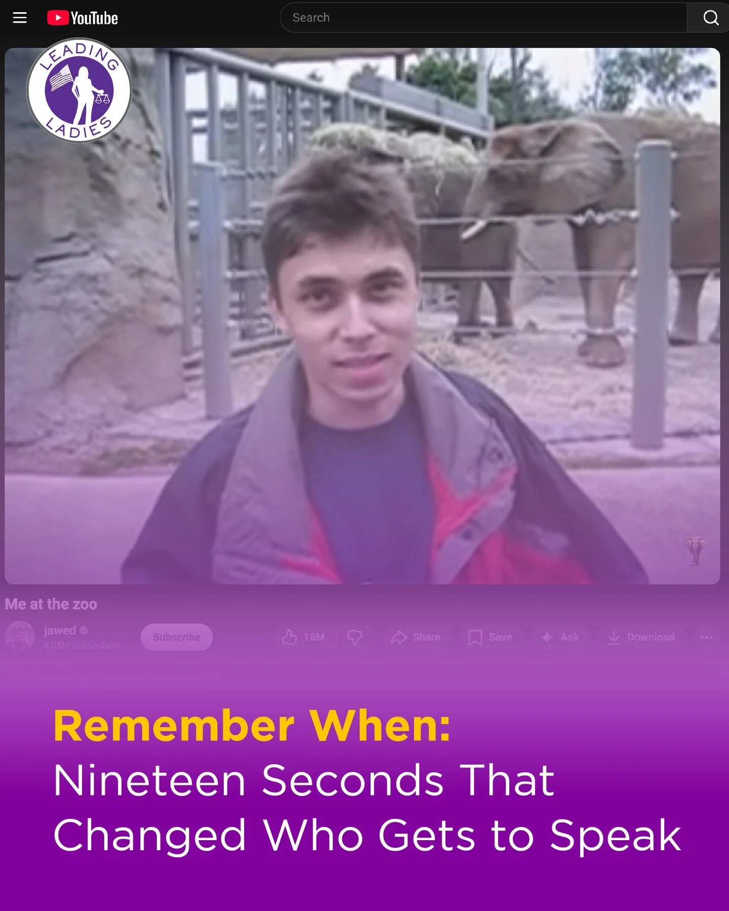 It was less than half a minute of footage &mdash; a young man at an elephant enclosure, talking into a camera &mdash; and it changed, permanently, who gets to have a public voice.⁠
⁠
On April 23, 2005, YouTube co-founder Jawed Karim uploaded the firs