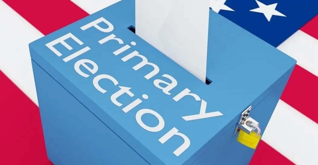 Primary Election Ballot Box with Flag