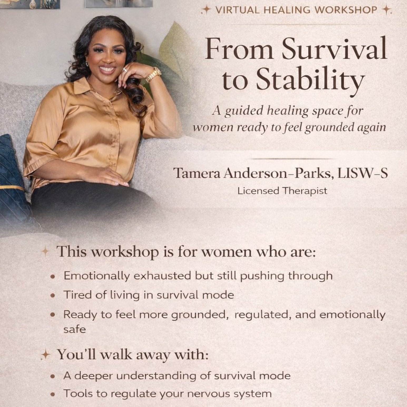 From Survival to Stability Virtual Healing Workshop