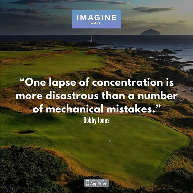 Bobby Jones considers one lapses in concentration to be &quot;mental staleness&quot; Listen to today's daily drive in the Imagine Golf app to learn more.
&bull;
Imagine Golf is the #1 app for golfers working on their mental game. Think better, score 