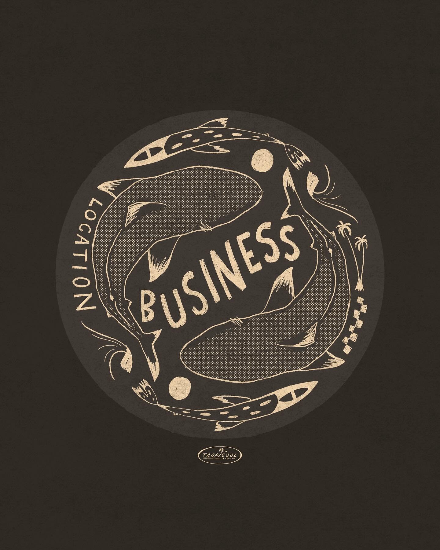 Available ocean, shark inspired stock design! Will replace text to your business details 🌚 

I&rsquo;m up near Jeffrey&rsquo;s Bay, so felt inspired to create design in honour of the beauties 🦈

Deliverables:
- JPG, PNG, Vector
- Color palette 
- H