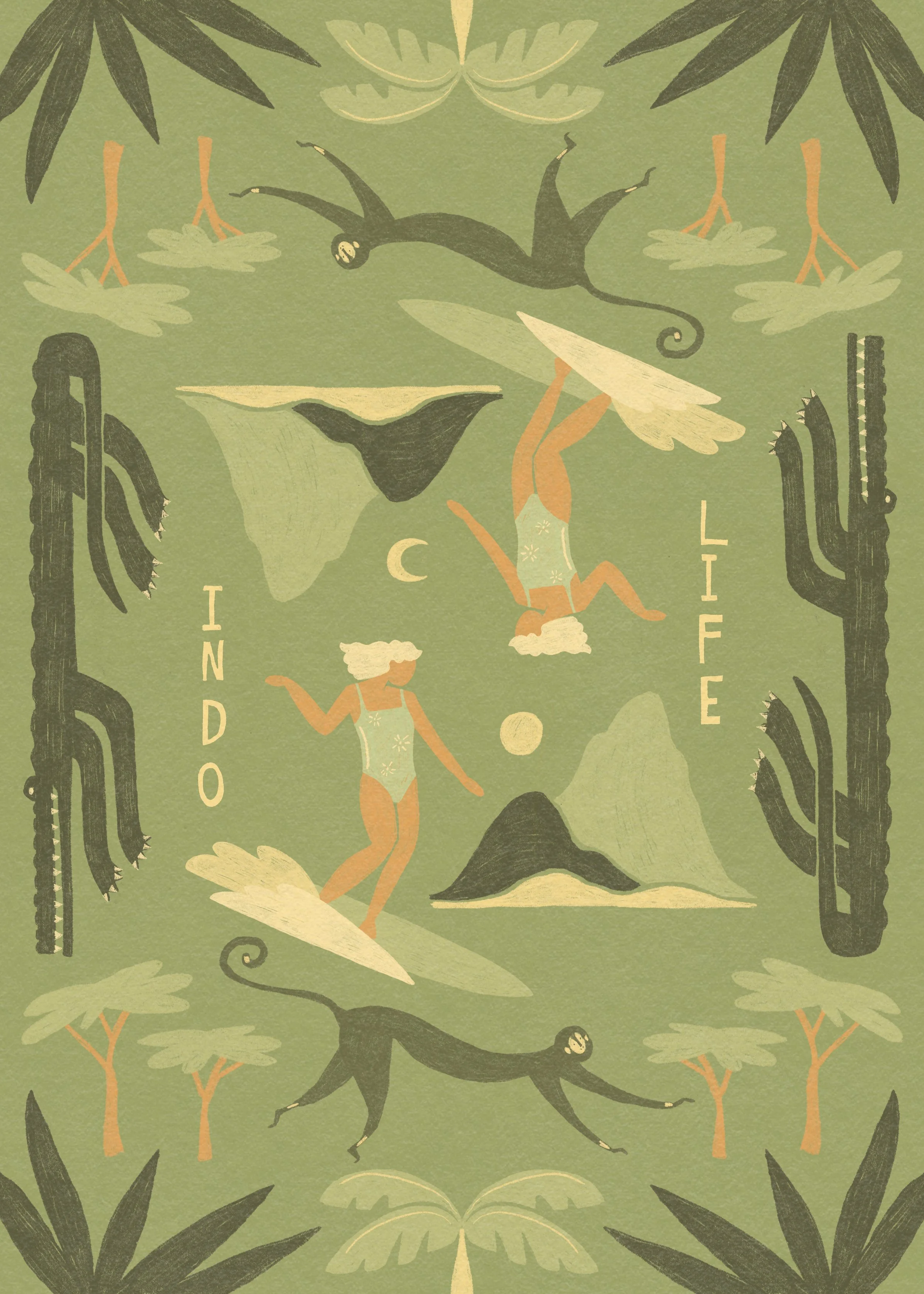  Surf and tropical art illustration inspired by my life in indonesia