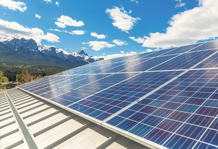 The Town of Canmore Civic Centre roof has 192 solar panels on it, delivering 68,000 kilowatt hours of electricity to the facility.