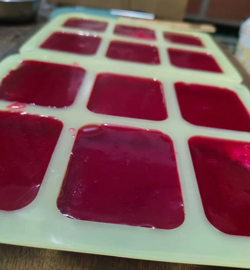 red wine soap in the making process