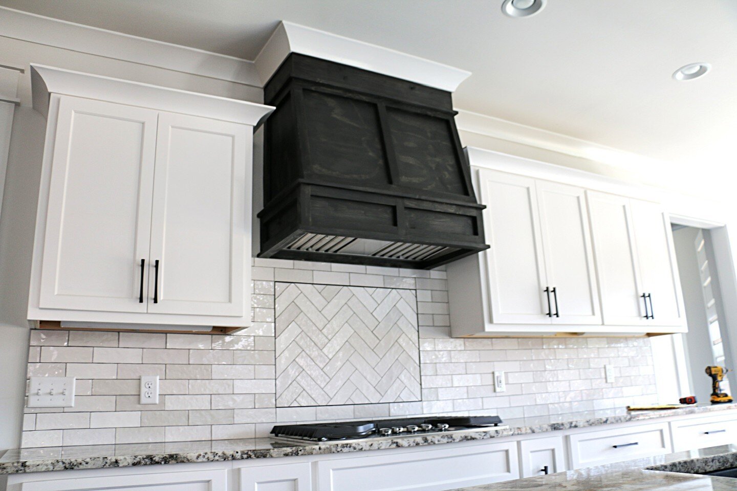 We are loving this pop of color in this white kitchen!