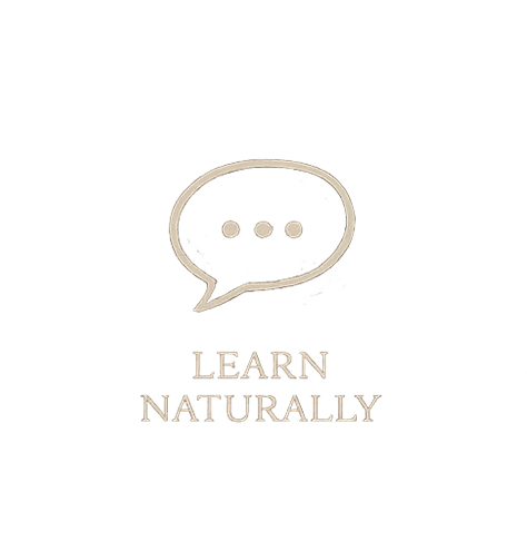 Speech bubble icon with three dots and the words "Learn Naturally" underneath.