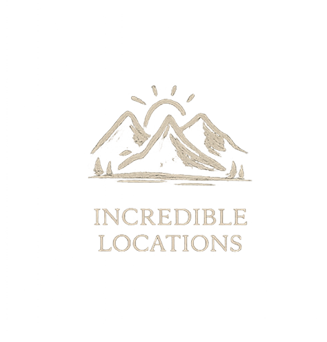 Logo with sketch of mountains and sun, and text 'Incredible Locations'