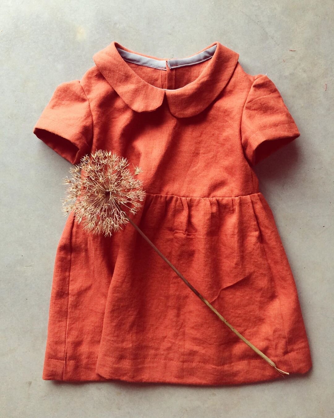 Coral red linen dress