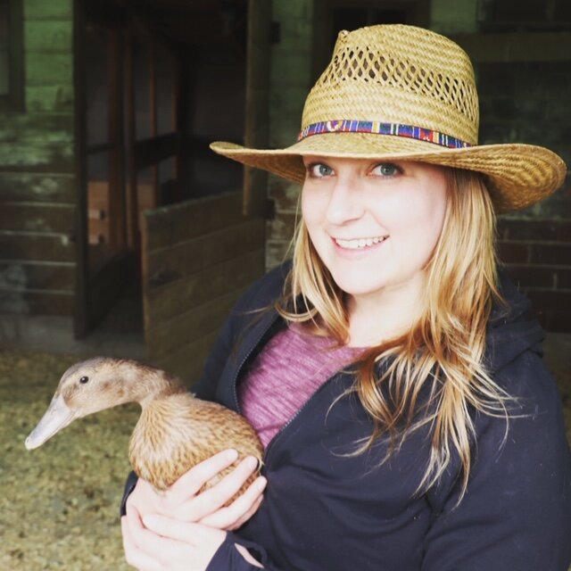 Jennifer Weber holding a duck