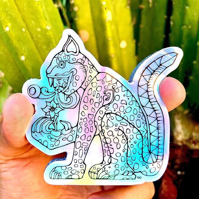 &ldquo;El Jaguar y la Flor&rdquo; holographic stickers limited edition of 12. Link to purchase is on my bio. &bull;
&bull;
&bull;
&bull;
&bull; 
#8ahauart #jaguarart #xicanoart #stickerart #stickermule #holographic