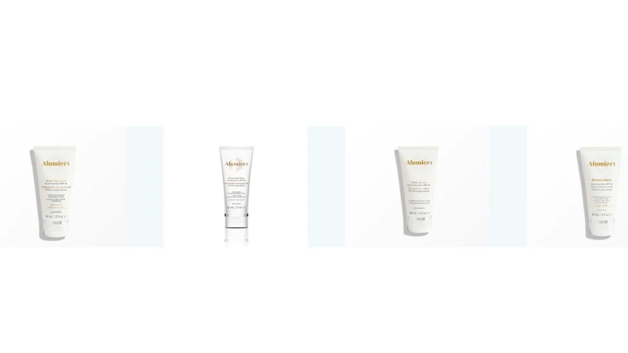 AlumierMD sunscreen collection with tinted and clear SPF formulas