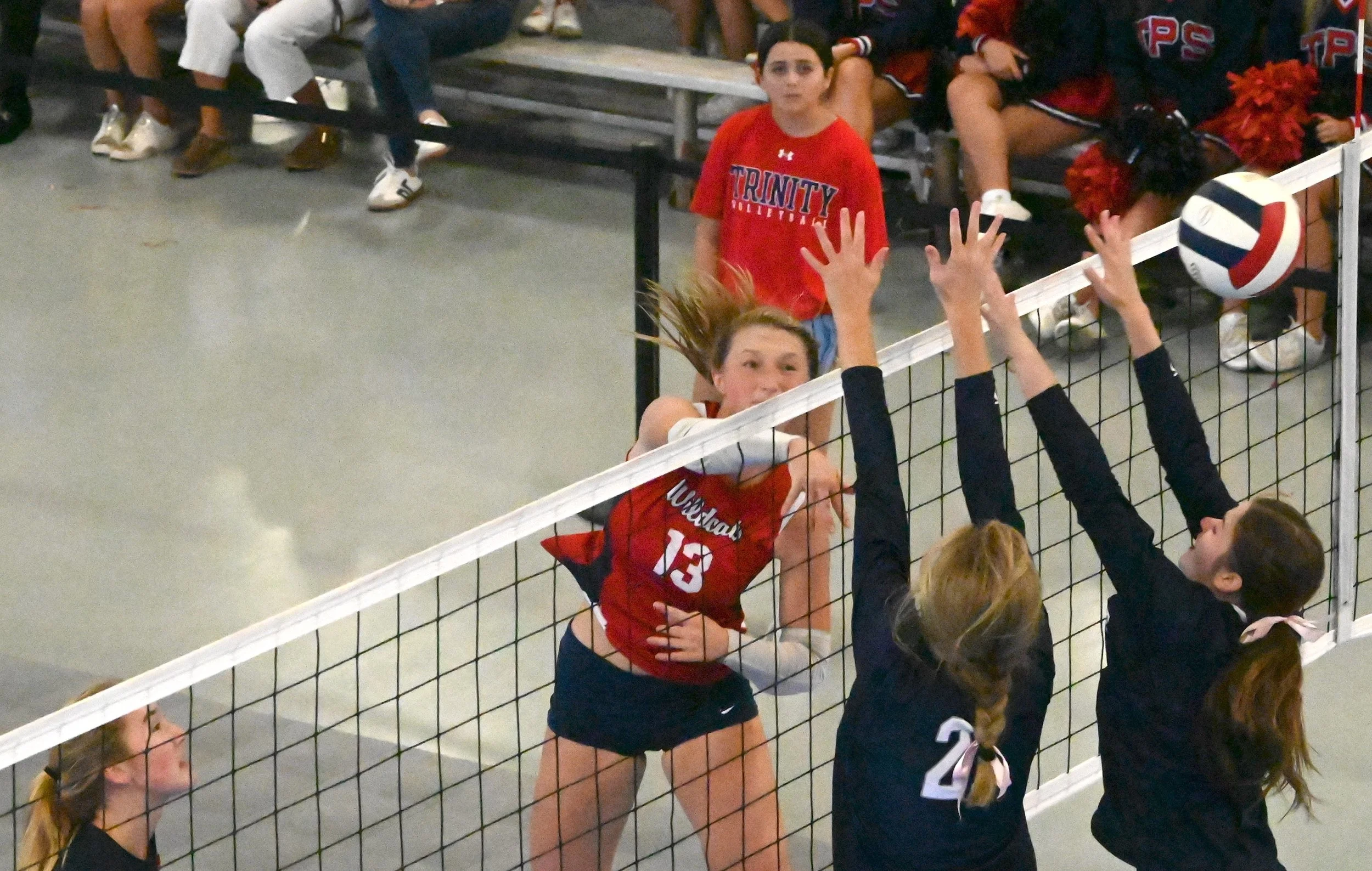 Trinity Kaitlynne Kelller gets ball past Providence.JPG