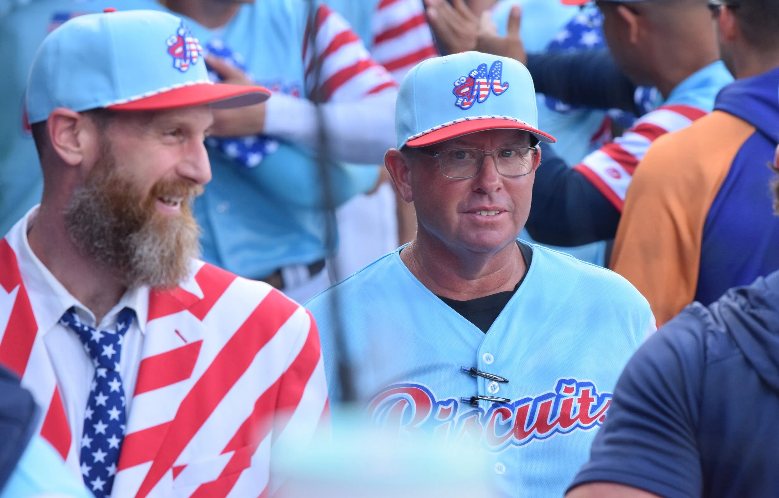 Biscuits GM Mike Murphy, manager Kevin Boles.JPG