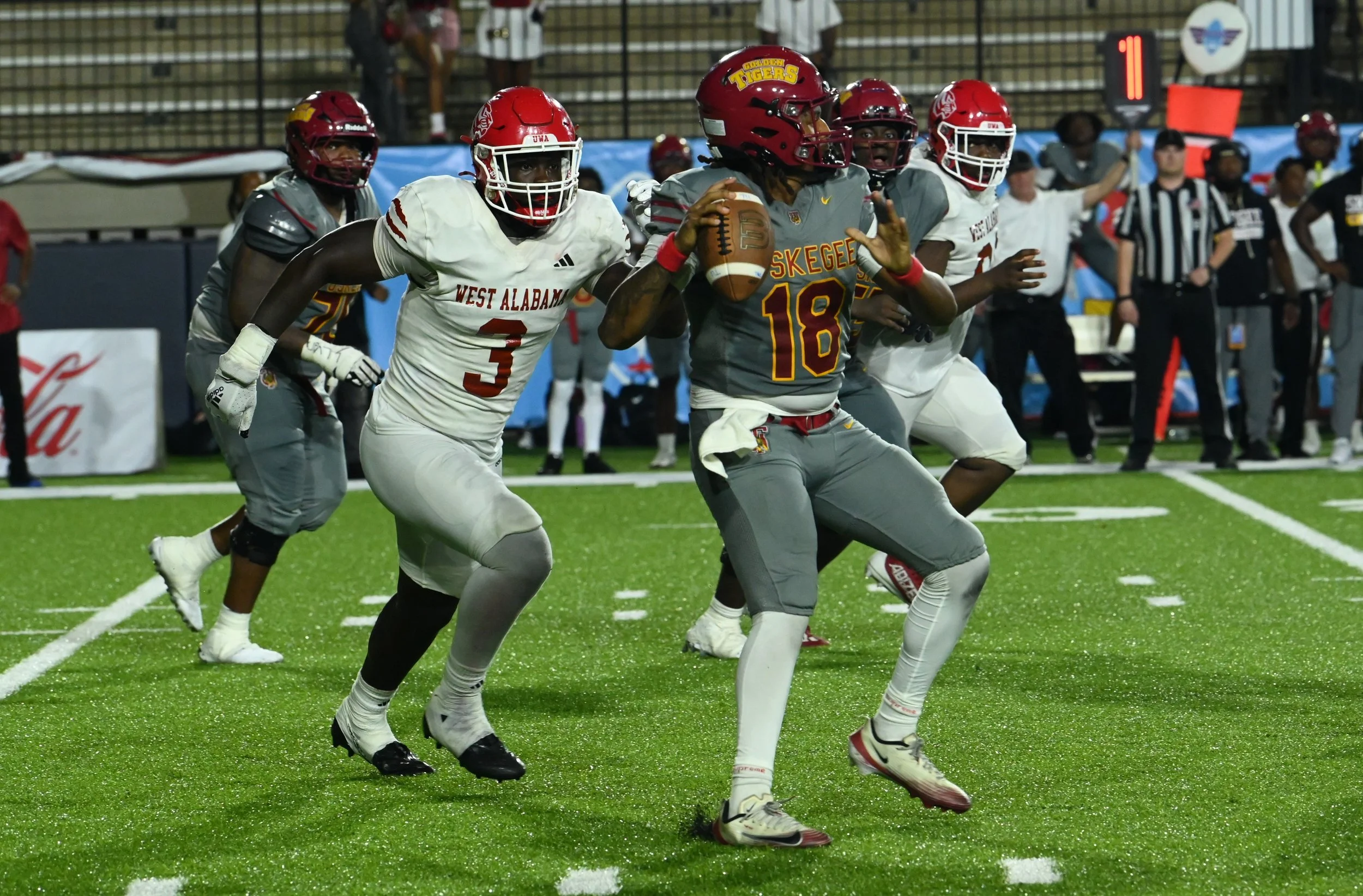 TU Bryson McGrew hit by WV Anthony Oatis and fumbles.JPG