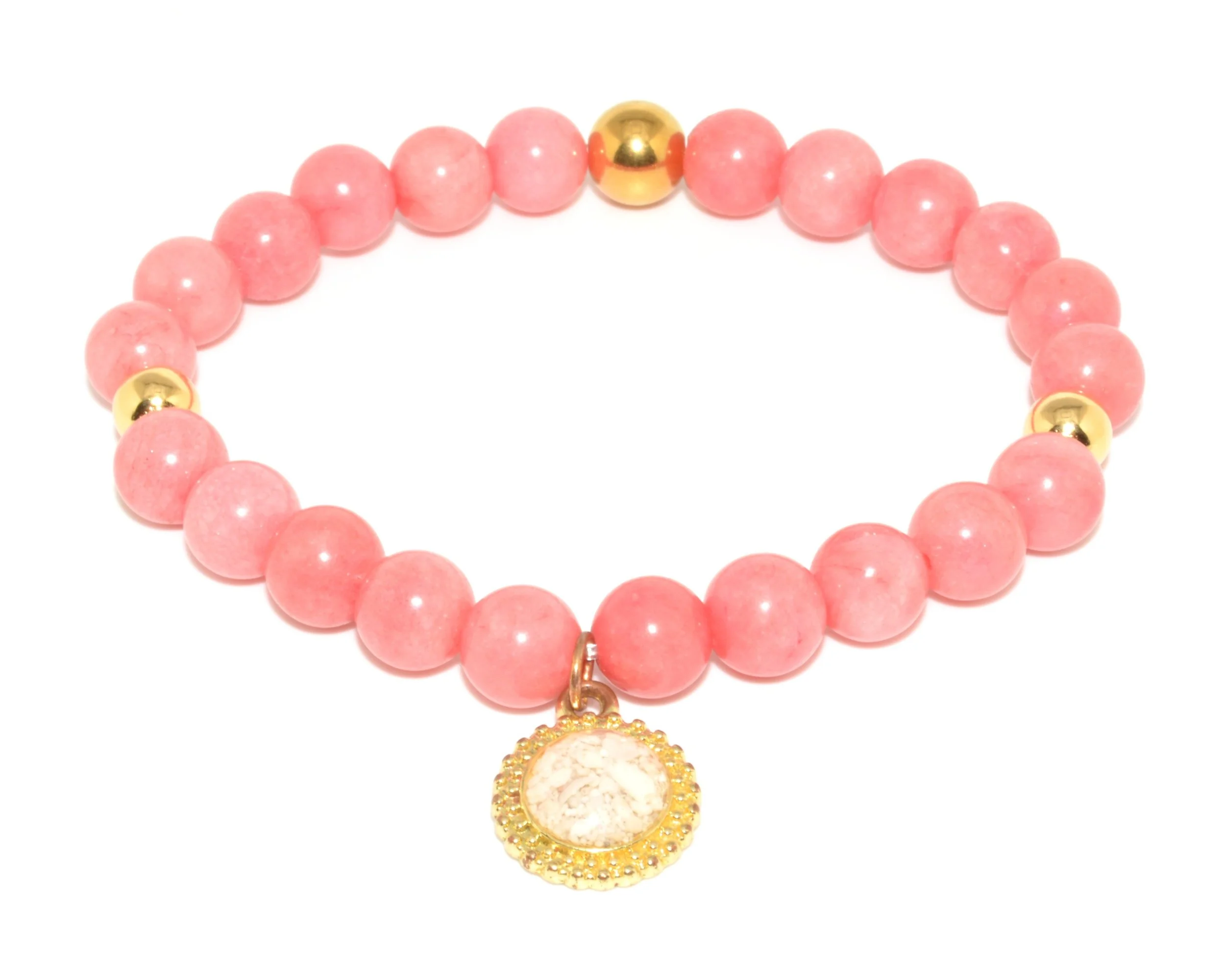 Coralena Charm Pink Rhodonite - Gold