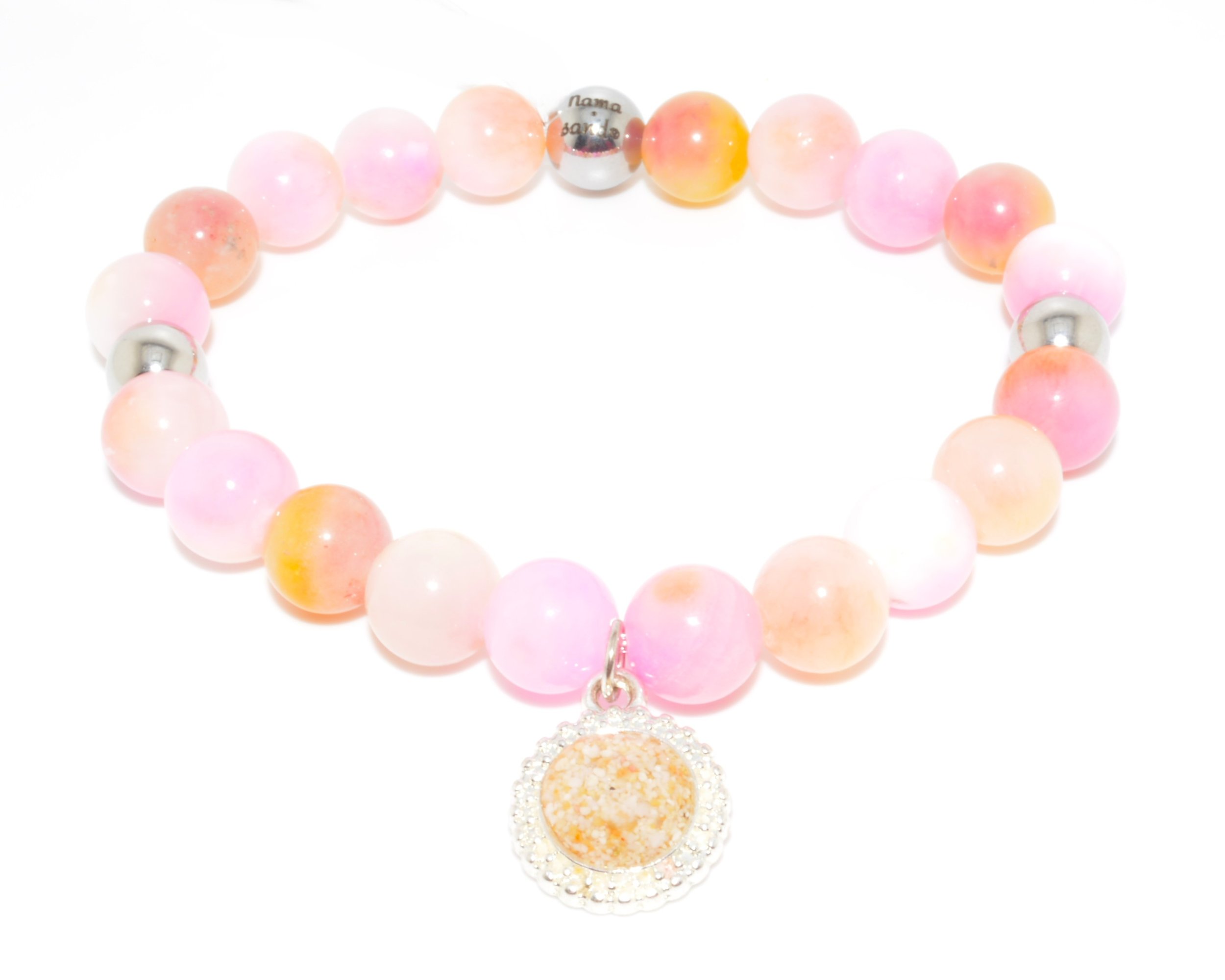 Stav Charm Pink Yellow Jade - Silver