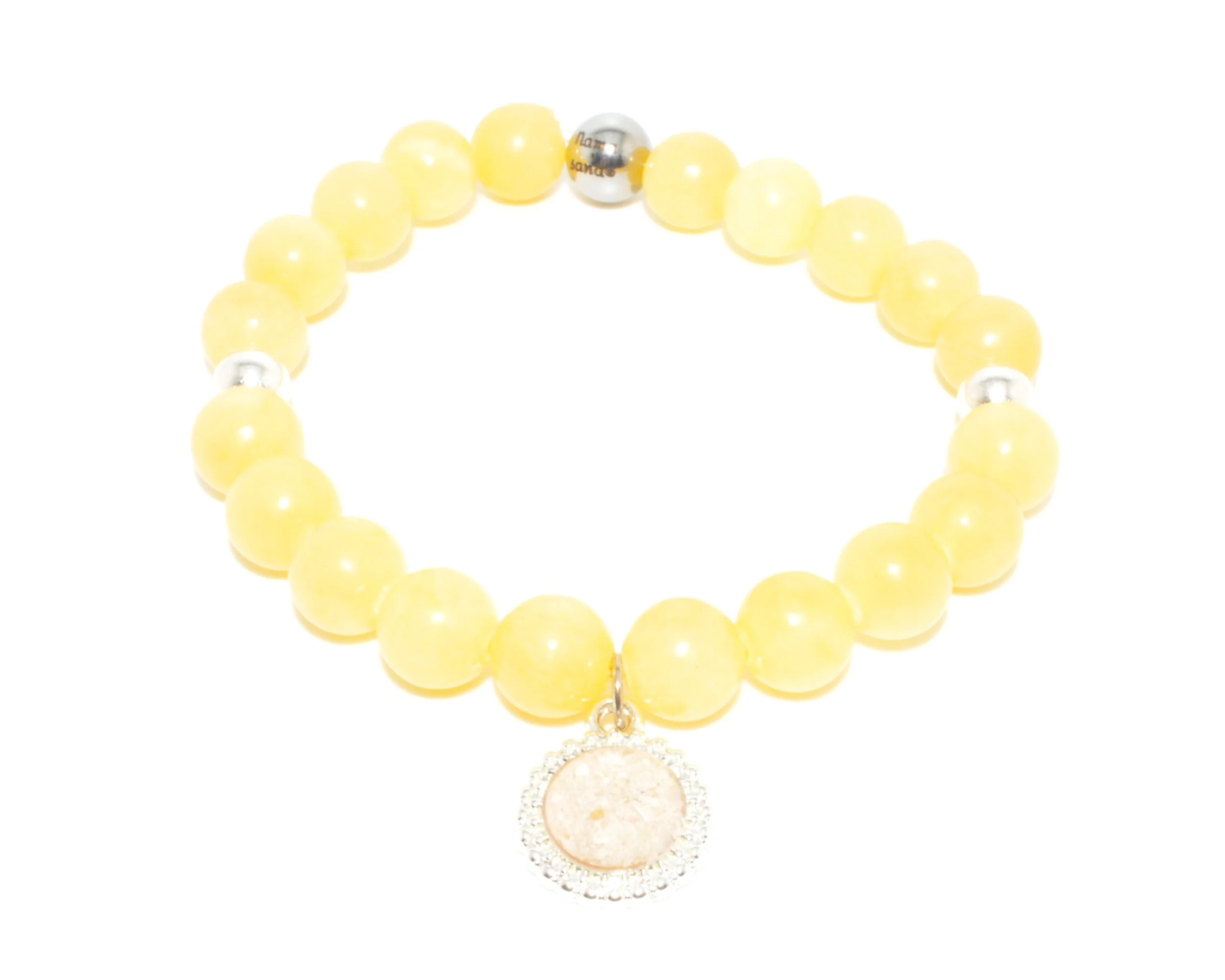 Sunny Charm Yellow Marble Jade - Silver