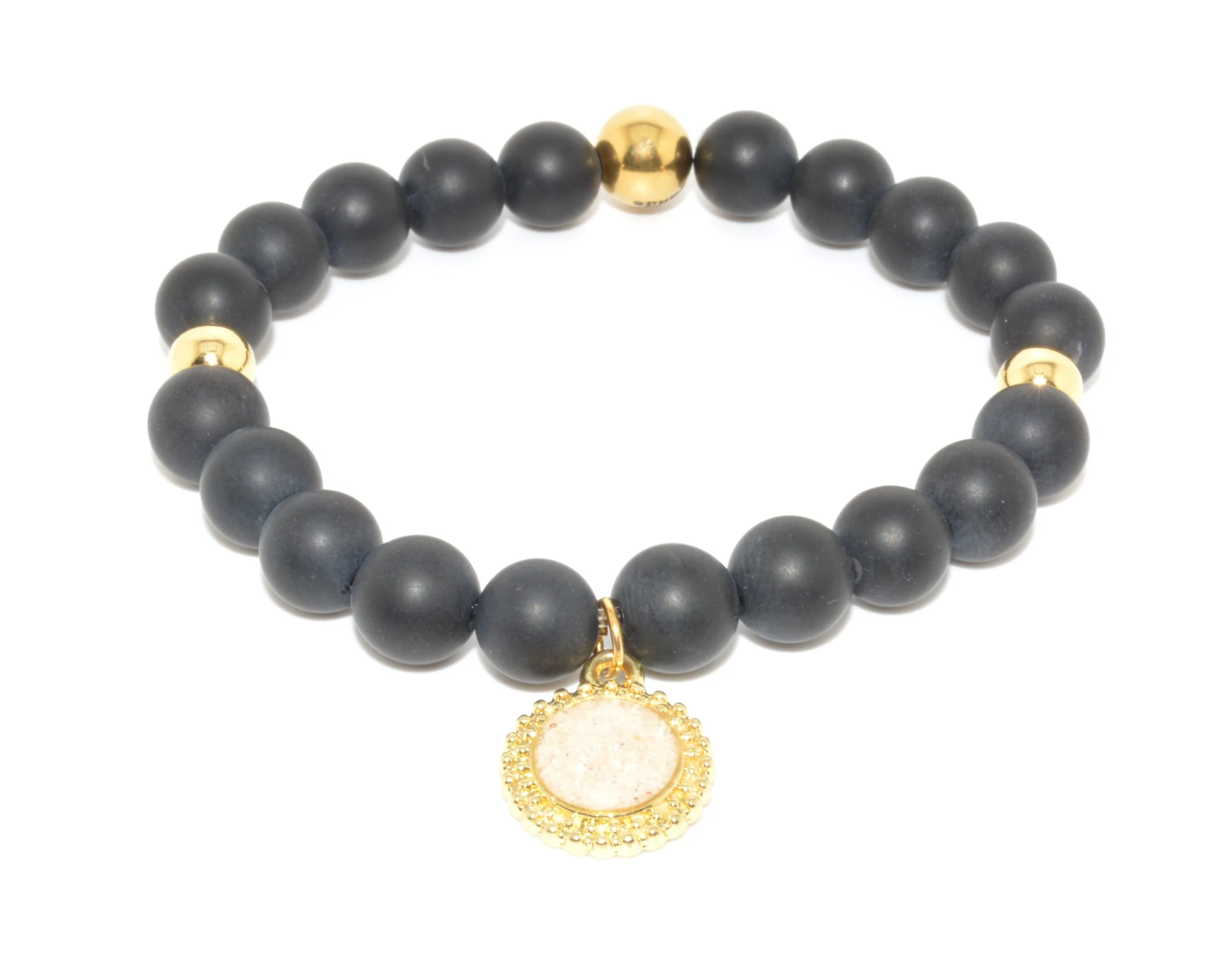 Suzanne Charm Matte Onyx - Gold