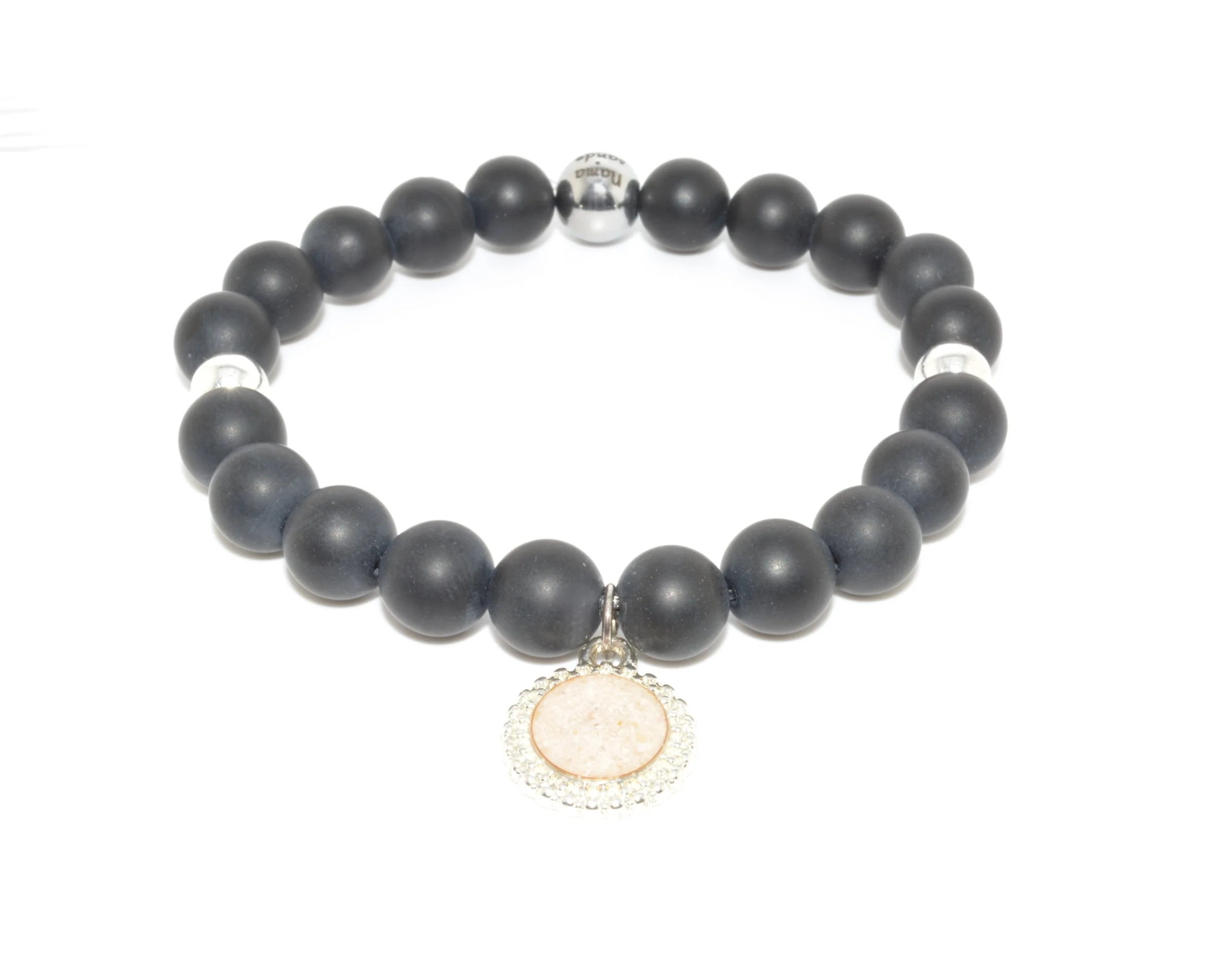 Suzanne Charm Matte Onyx - Silver