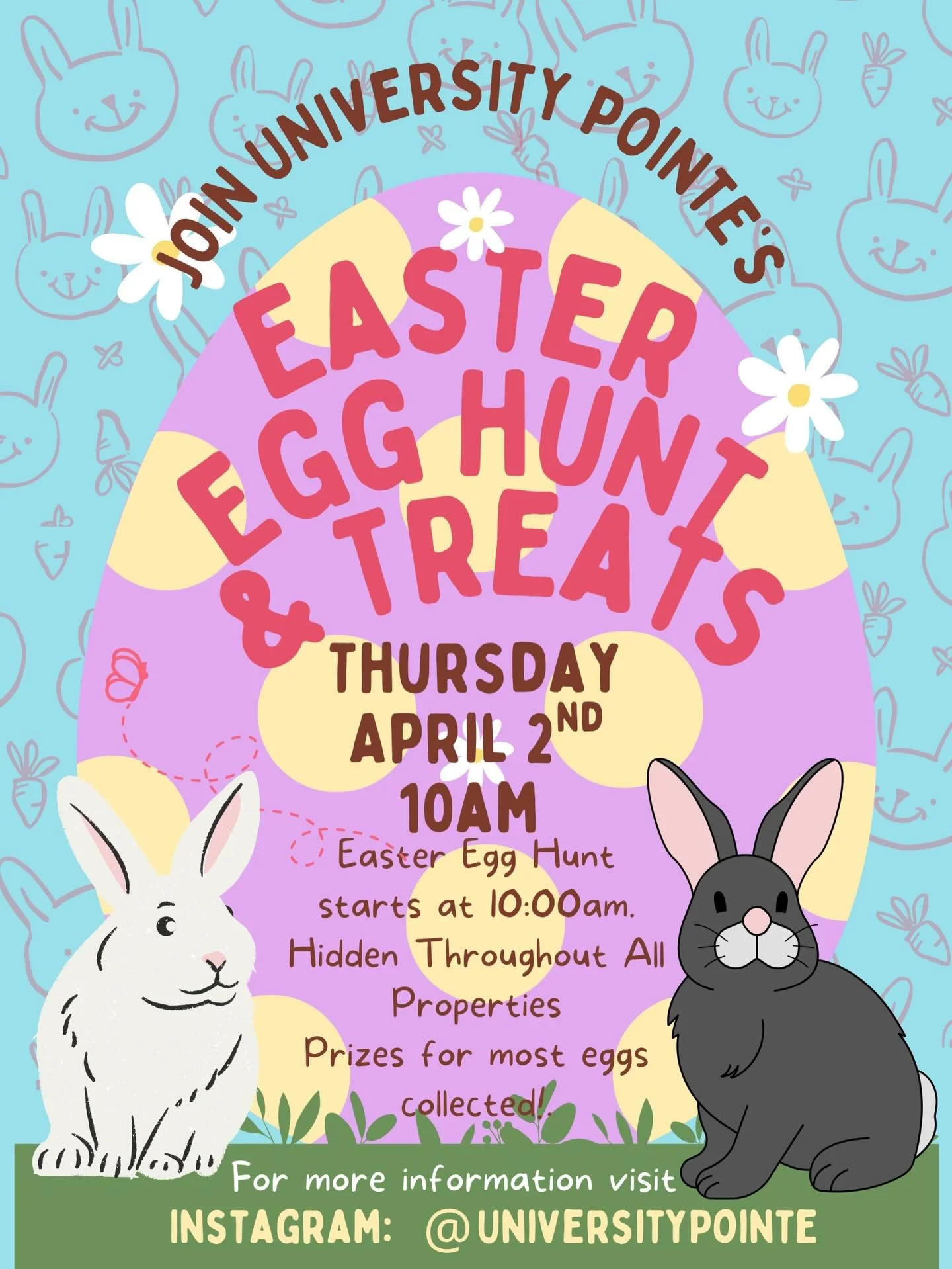 ‼️Date change‼️Residents!! We will be having an Easter Egg Hunt and treats Tomorrow!! Thursday April 2nd!! 🐰🐇We have prizes for the top 3 most eggs collected throughout all our properties!!! 🥚🥚🥚 We hope to see you there!! 🐣

#egghunt #lifeonpoi