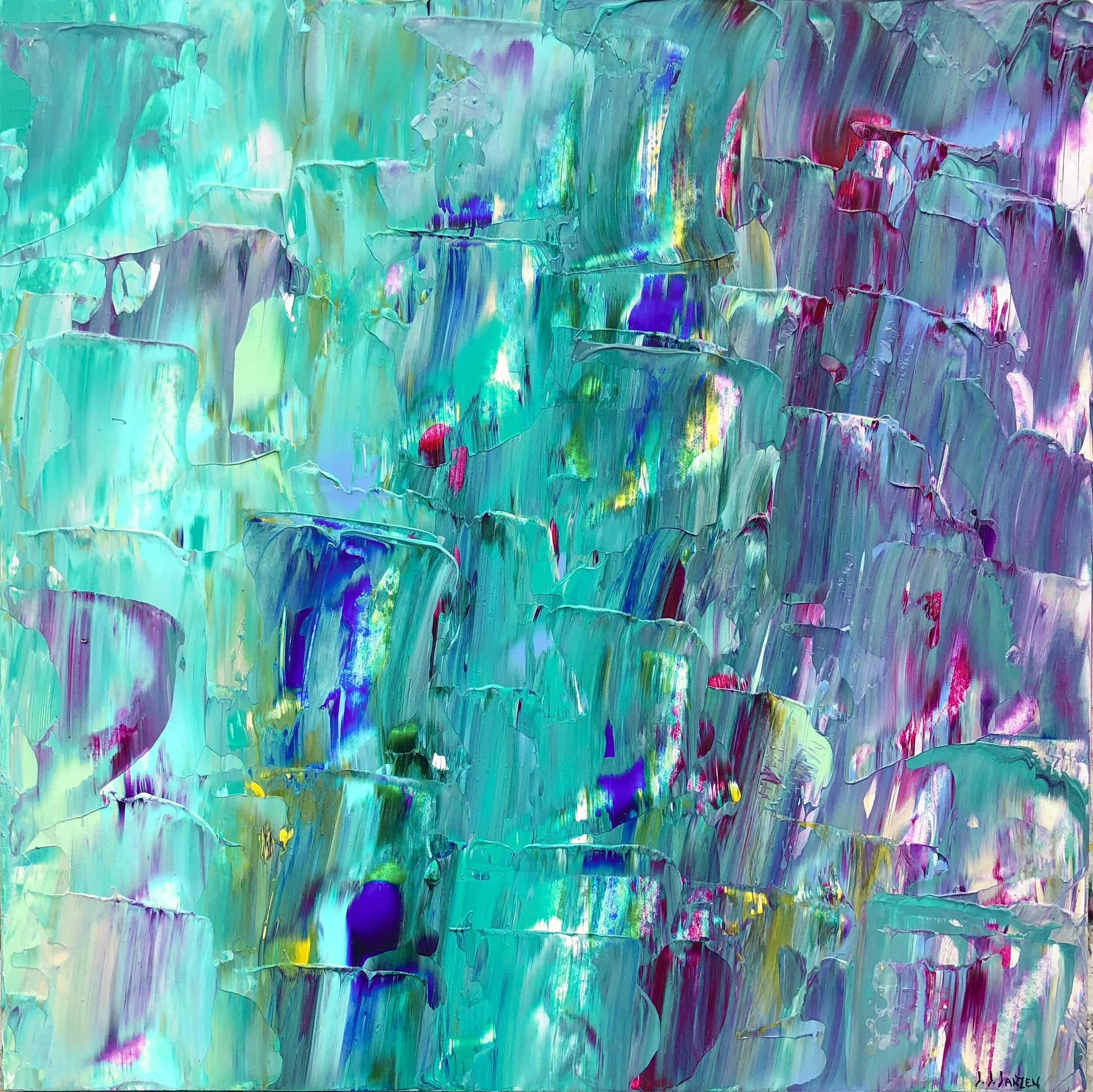 Join Me in the River 12x12 acrylic painting- Jennifer Janzen Art