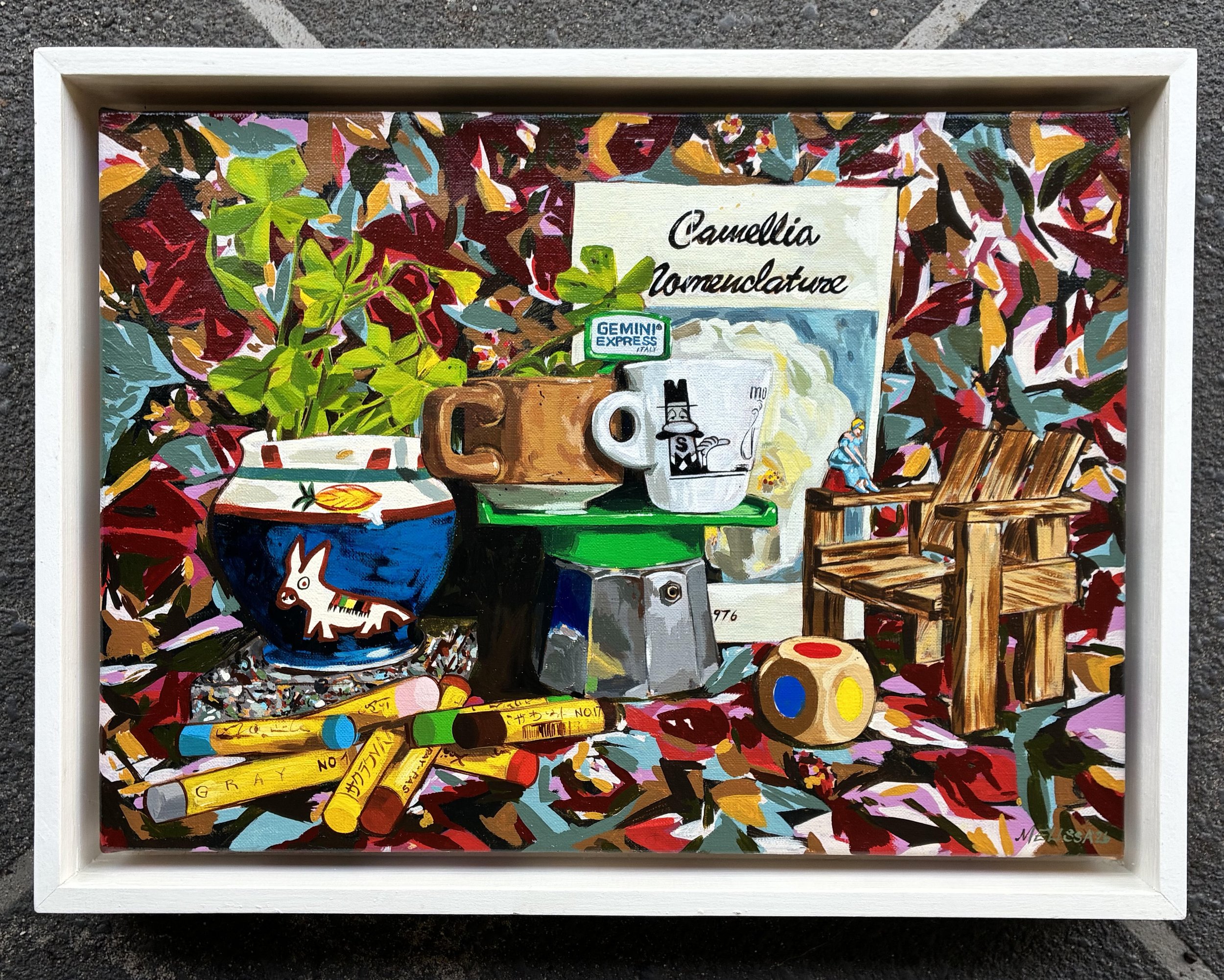 MELISSA GRISANCICH,
CUSTODIA, 2026,
Acrylic on linen, framed,
31cm X 41cm x 5cm,
$1050