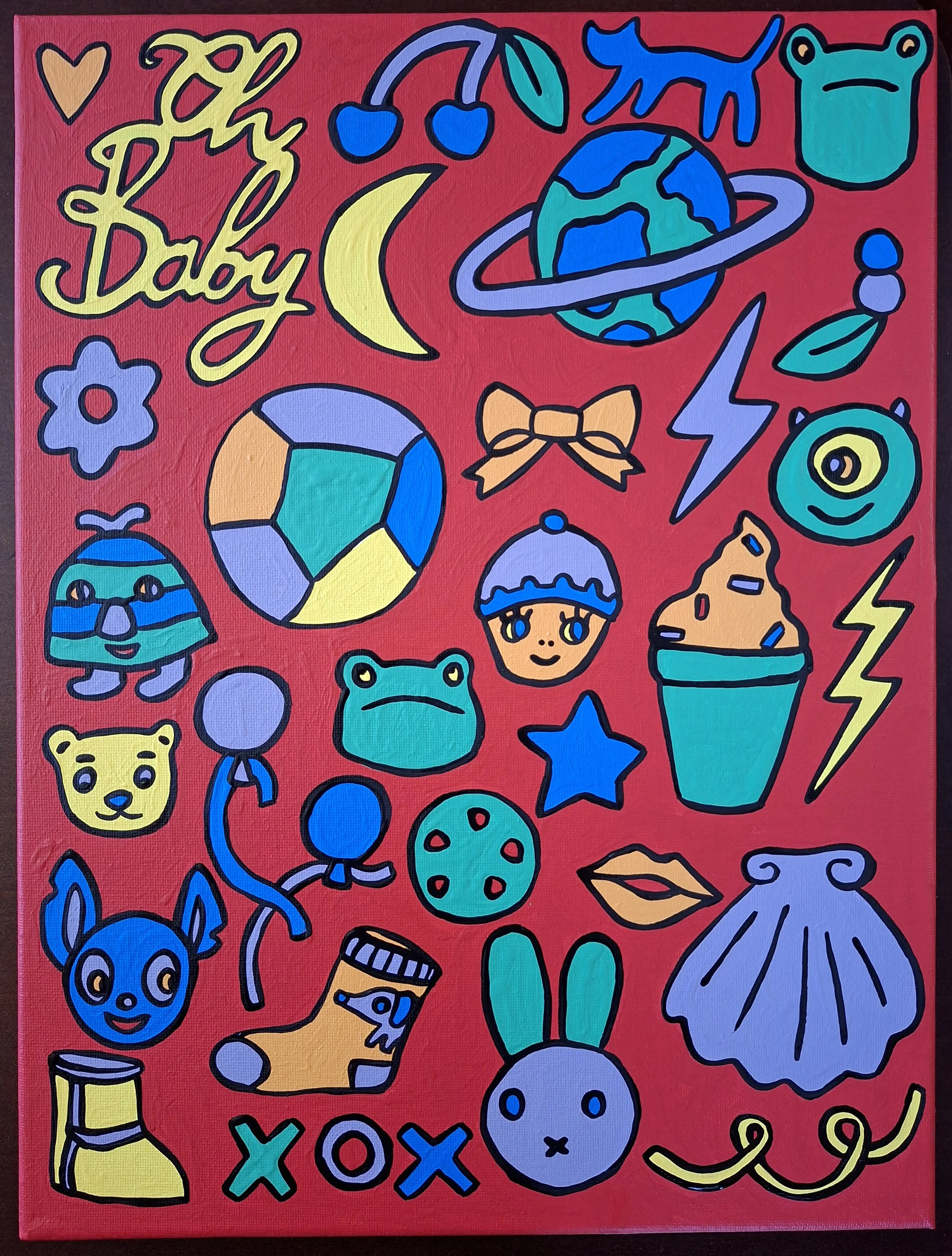 TEGAN IVERSEN,
cutie pie things, 2026,
Acrylic on canvas,
30 x 40 x 1.5cm,
$225