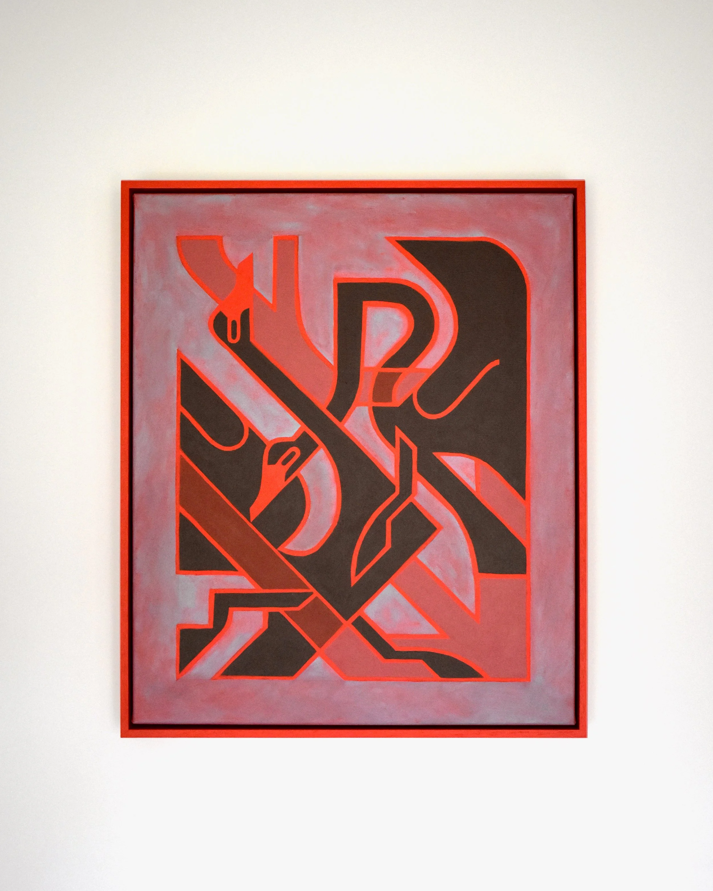 The Grace Unravelled,
by Stephanie Cartledge,
acrylic on canvas, framed in natural flooded gum, 2025, 60 x 50cm,
$950