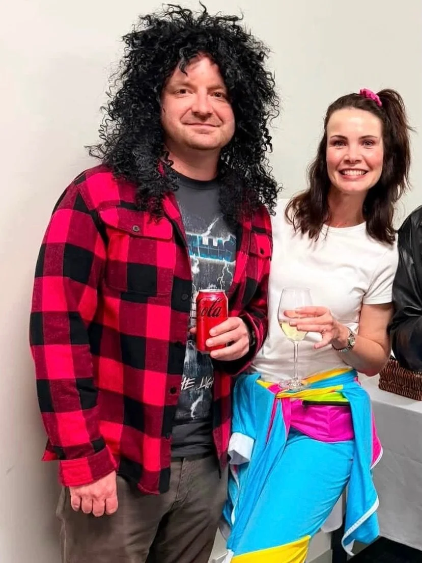 Dressing for an 80s themed birthday party is easy when the only clothing you own is 80s band shirts anyway.