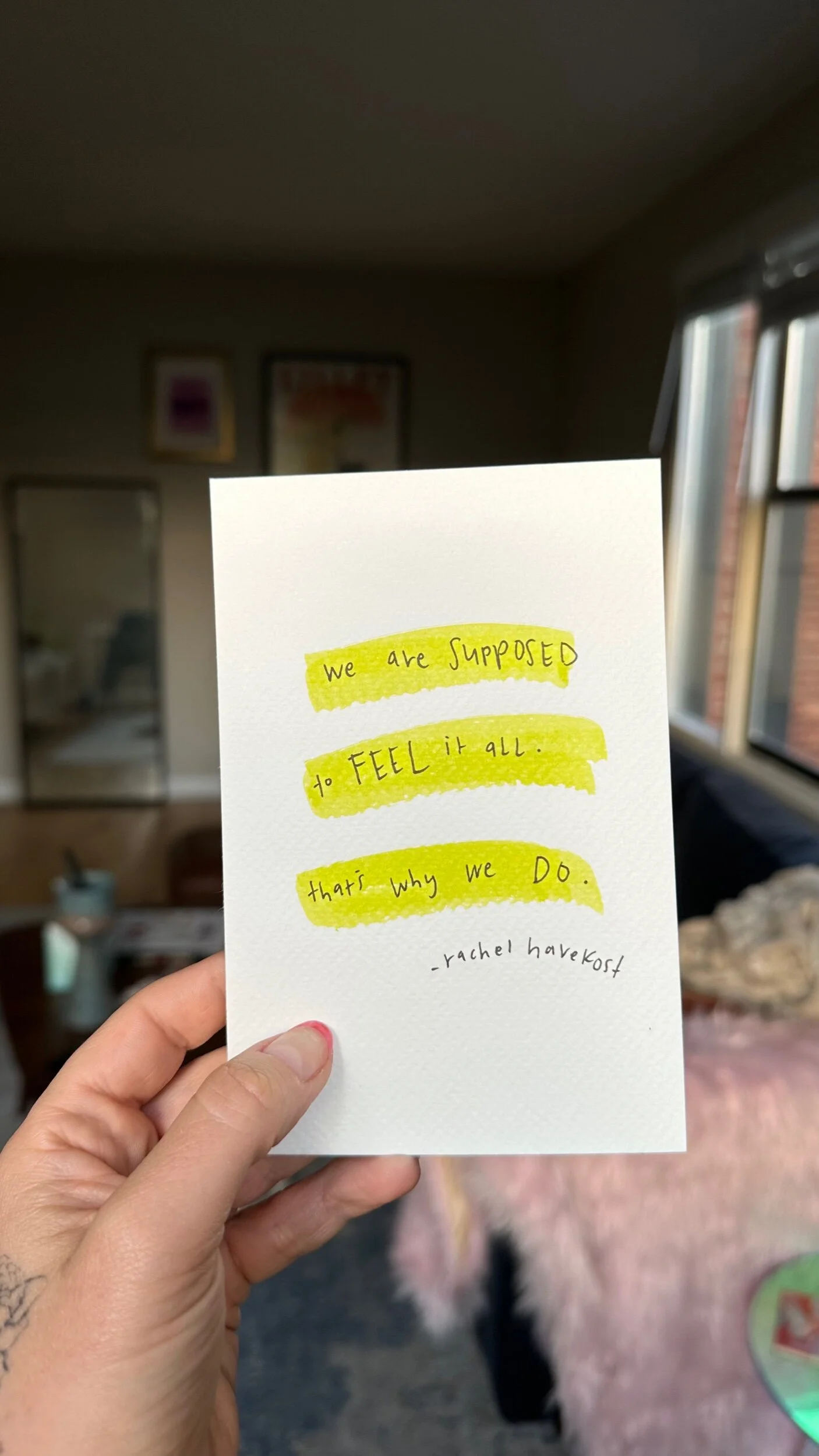 “Feel it All” handwritten notecard