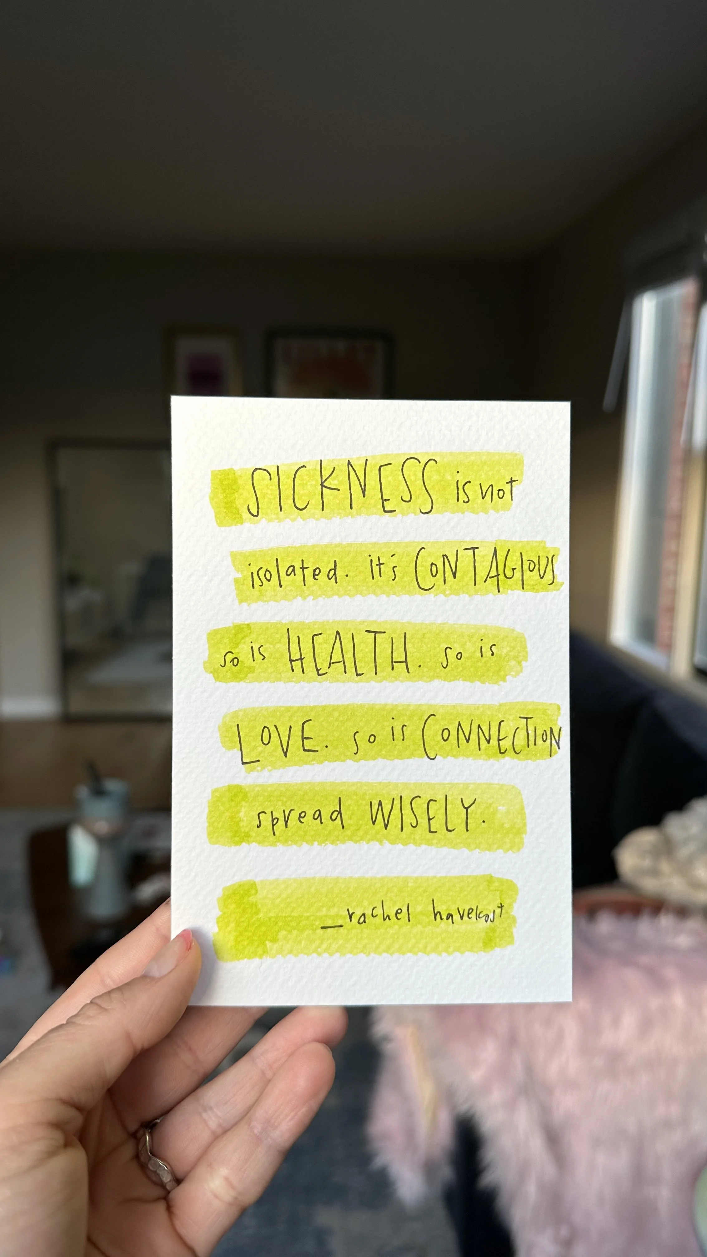 “Spread Wisely” handwritten notecard
