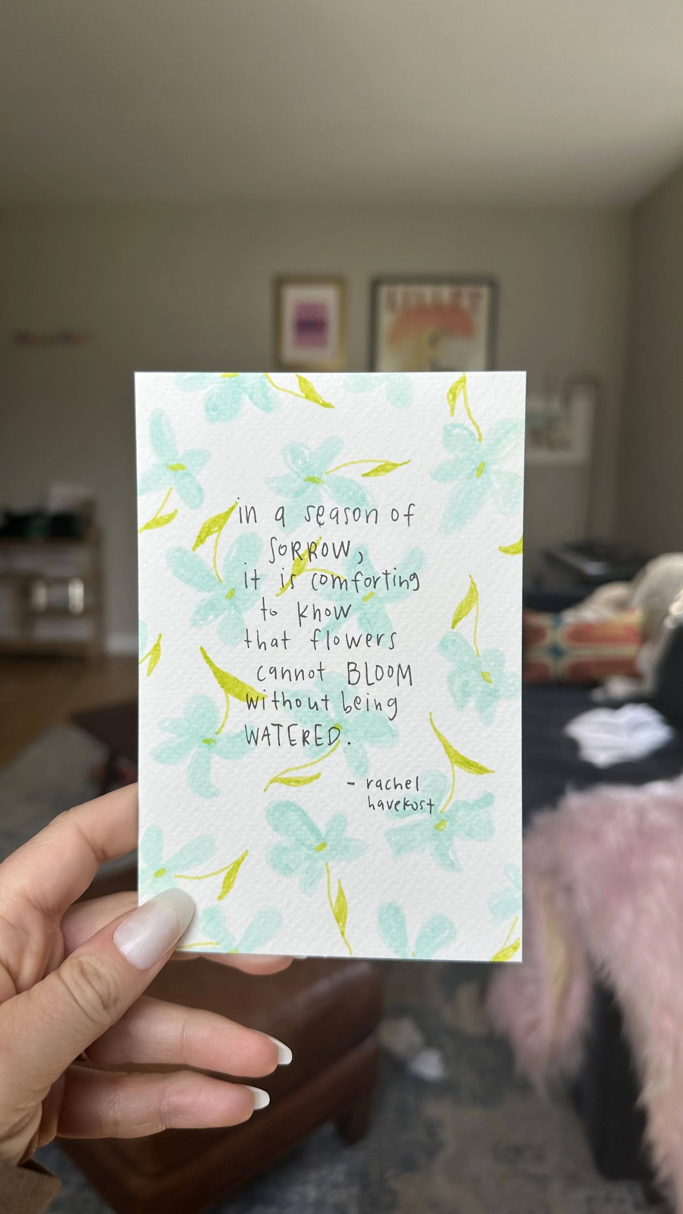 “Seasons of Sorrow” handwritten notecard