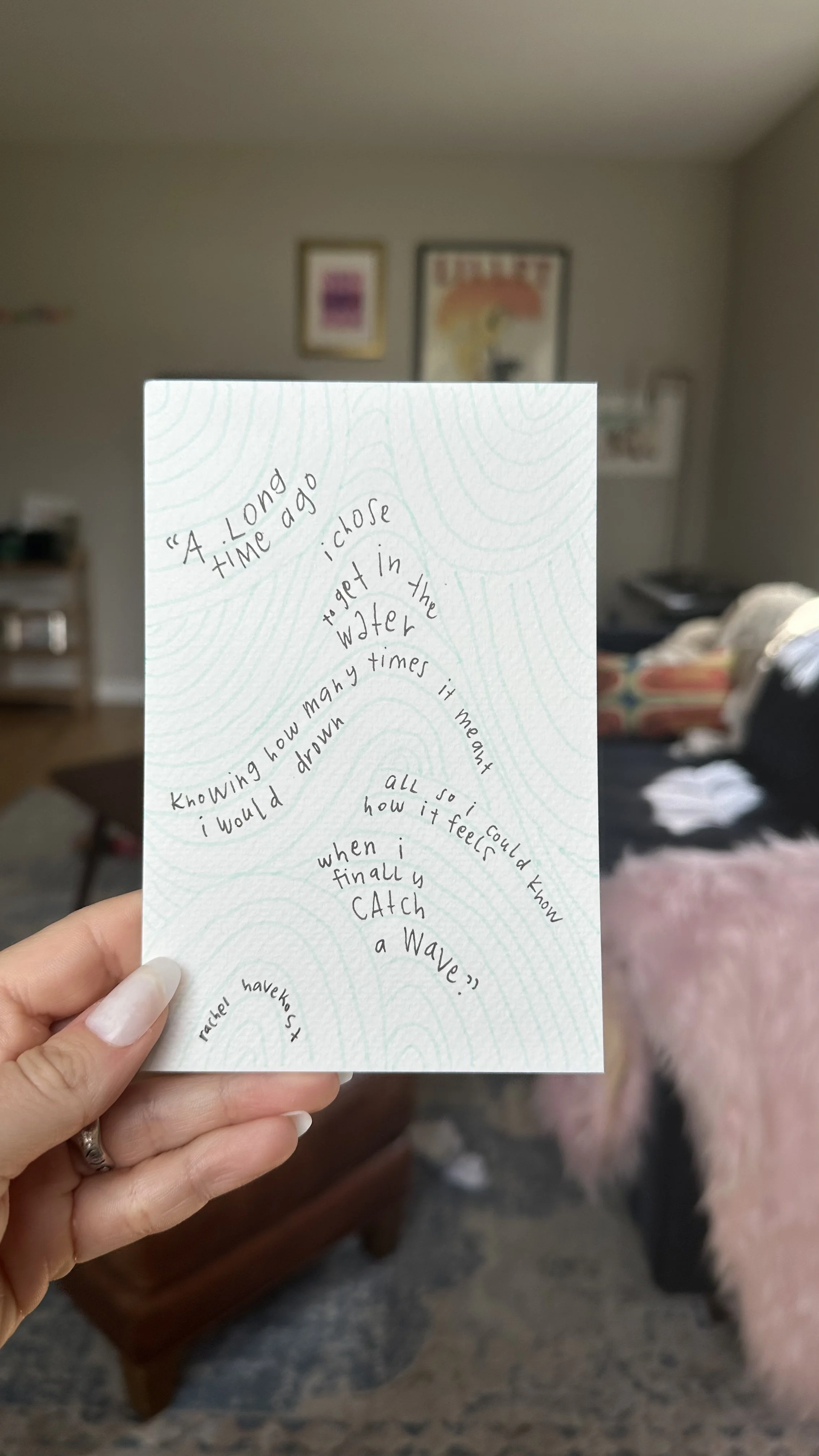 “Catch a Wave” handwritten notecard