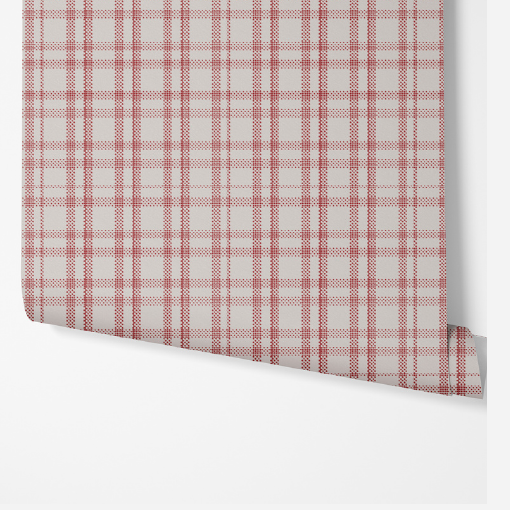 Gingham Check Cherry Blossom Wallpaper