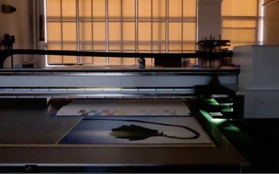 The swissQprint Impala at work at Laumont Photographics. “We researched for several years potential systems that would produce, not larger or outdoor-worthy works, but true fine-art quality,” says owner Philippe Laumont.