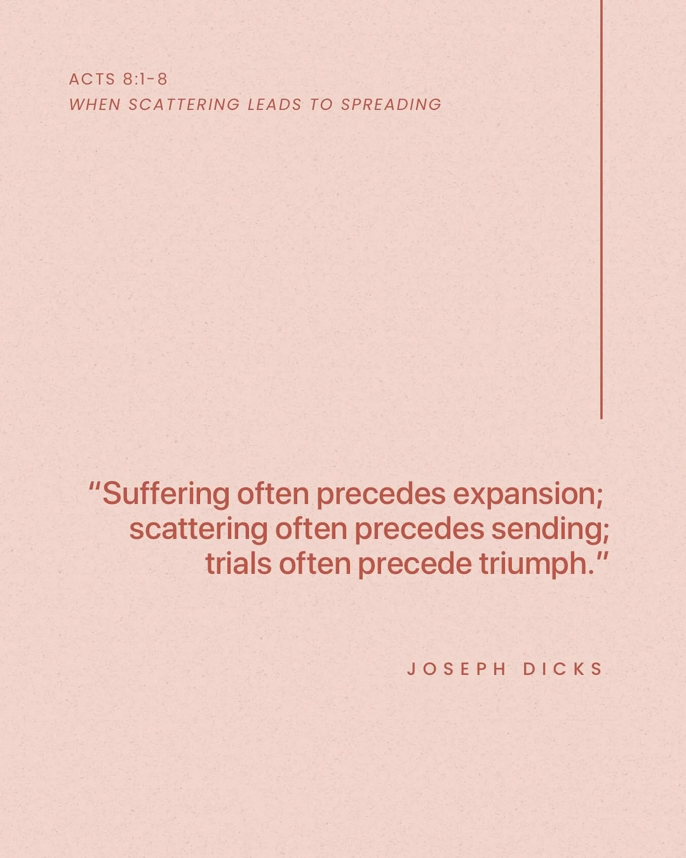 From Sunday&rsquo;s sermon &ldquo;When Scattering Leads to Spreading&rdquo; on Acts 8:1-8.

Listen to the full sermon on our website, Spotify, or Apple Podcasts.