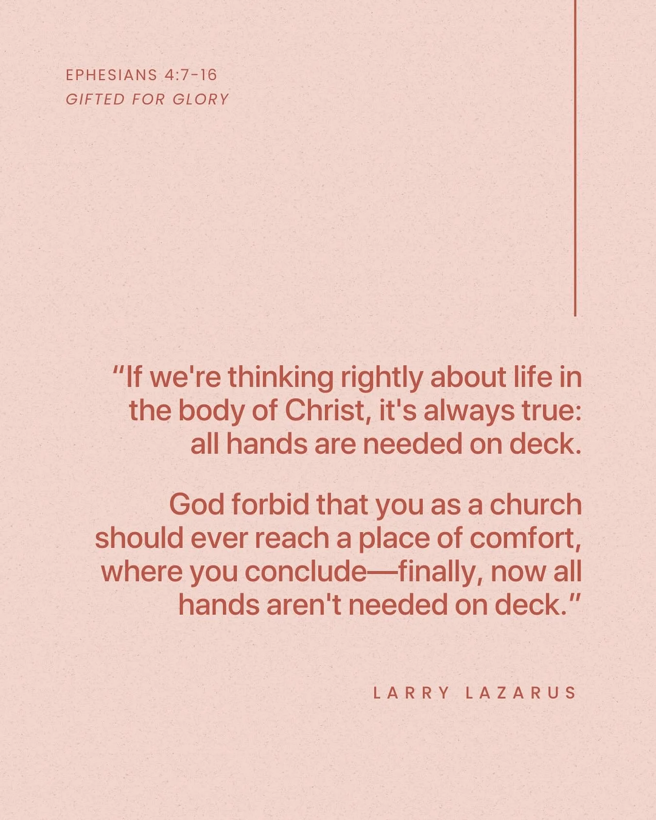 From Sunday&rsquo;s sermon &ldquo;Gifted for Glory&rdquo; on Ephesians 4:7-16.

Listen to the full sermon on our website, Spotify, or Apple Podcasts.