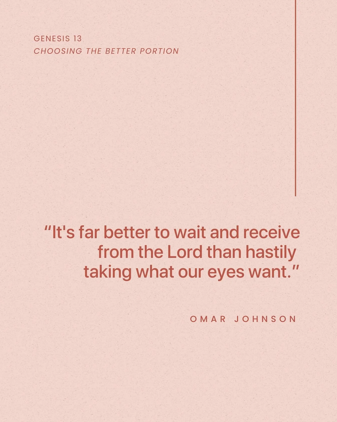 From Sunday&rsquo;s sermon &ldquo;Choosing the Better Portion&rdquo; on Genesis 13.

Listen to the full sermon on our website, Spotify, or Apple Podcasts.