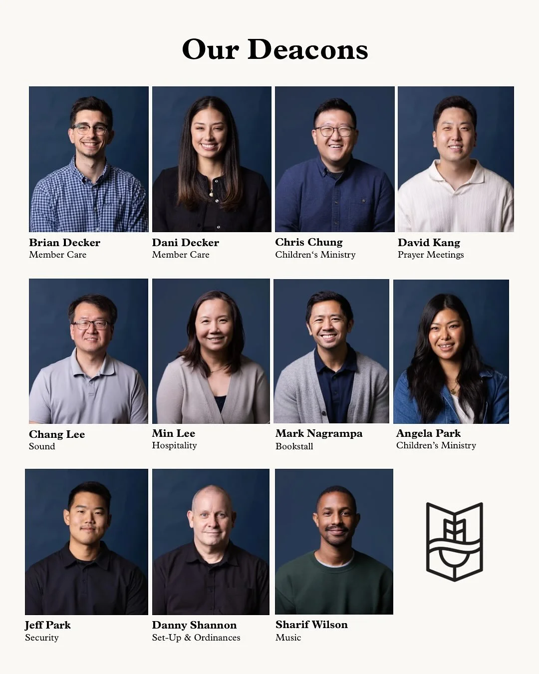 We are so thankful for our 11 deacons, who serve faithfully to meet tangible needs and to protect and preserve the unity of our church!

Praise God for these brothers and sisters who help facilitate and coordinate members to serve the church every we