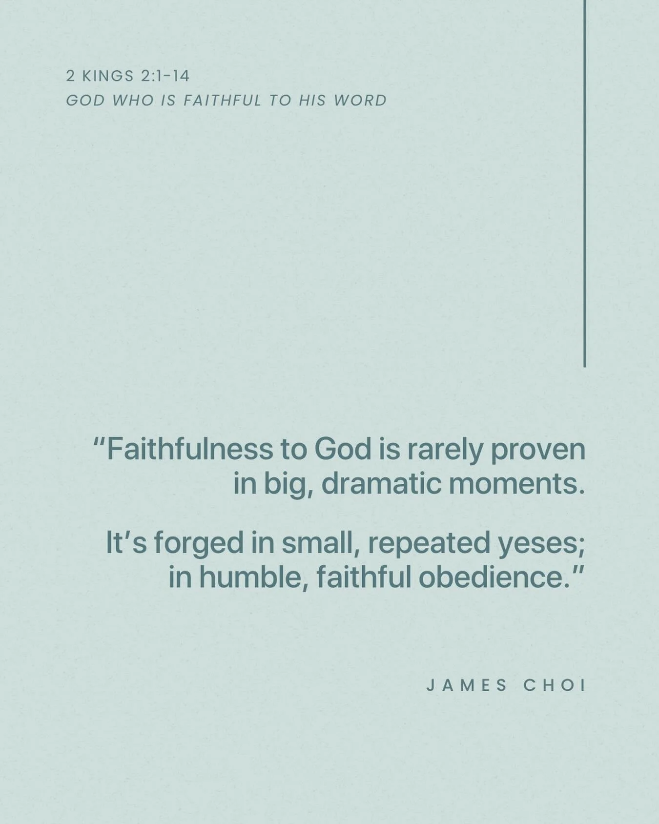 From Sunday&rsquo;s sermon &ldquo;God Who is Faithful to His Word&rdquo; on 2 Kings 2:1-14.

Listen to the full sermon on our website, Spotify, or Apple Podcasts.