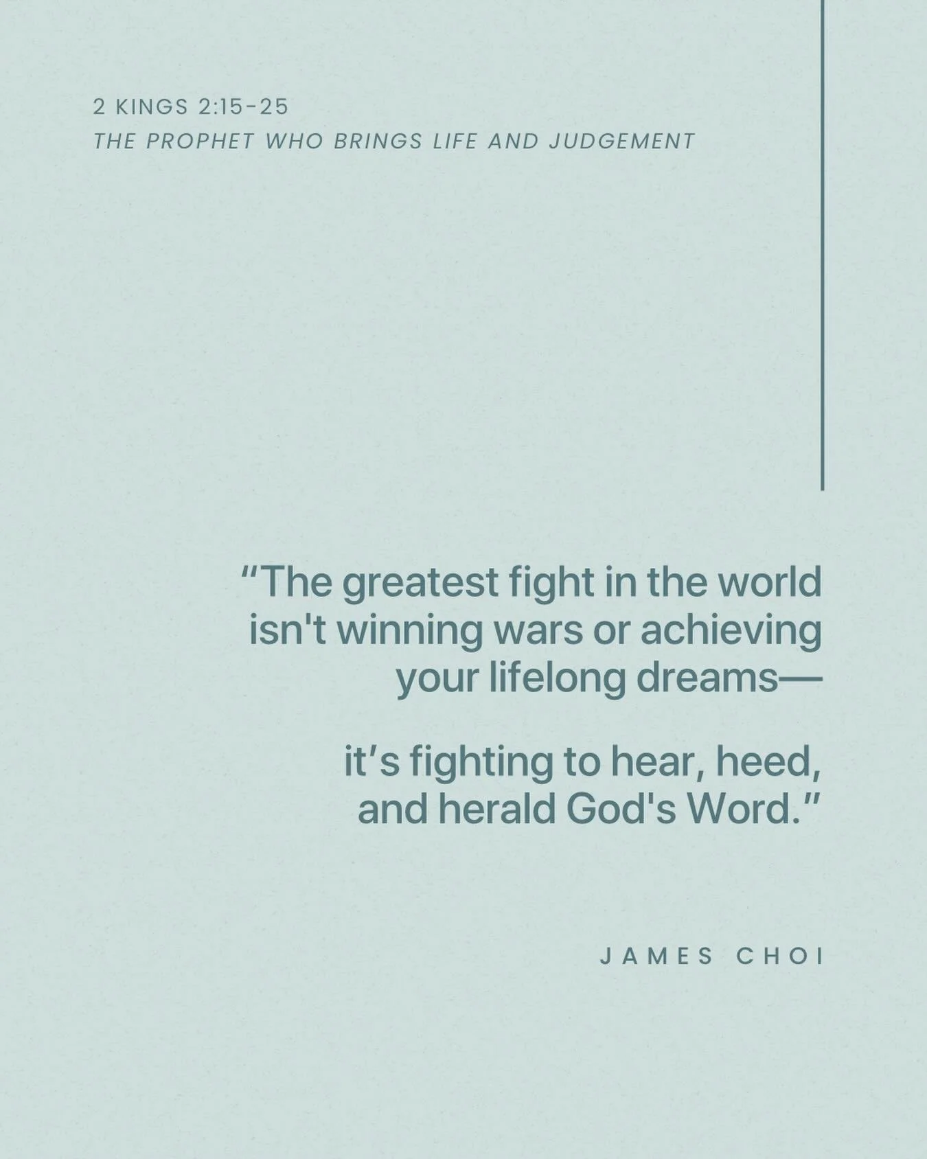 From Sunday&rsquo;s sermon &ldquo;The Prophet Who Brings Life and Judgment&rdquo; on 2 Kings 2:15-25.

Listen to the full sermon on our website, Spotify, or Apple Podcasts.