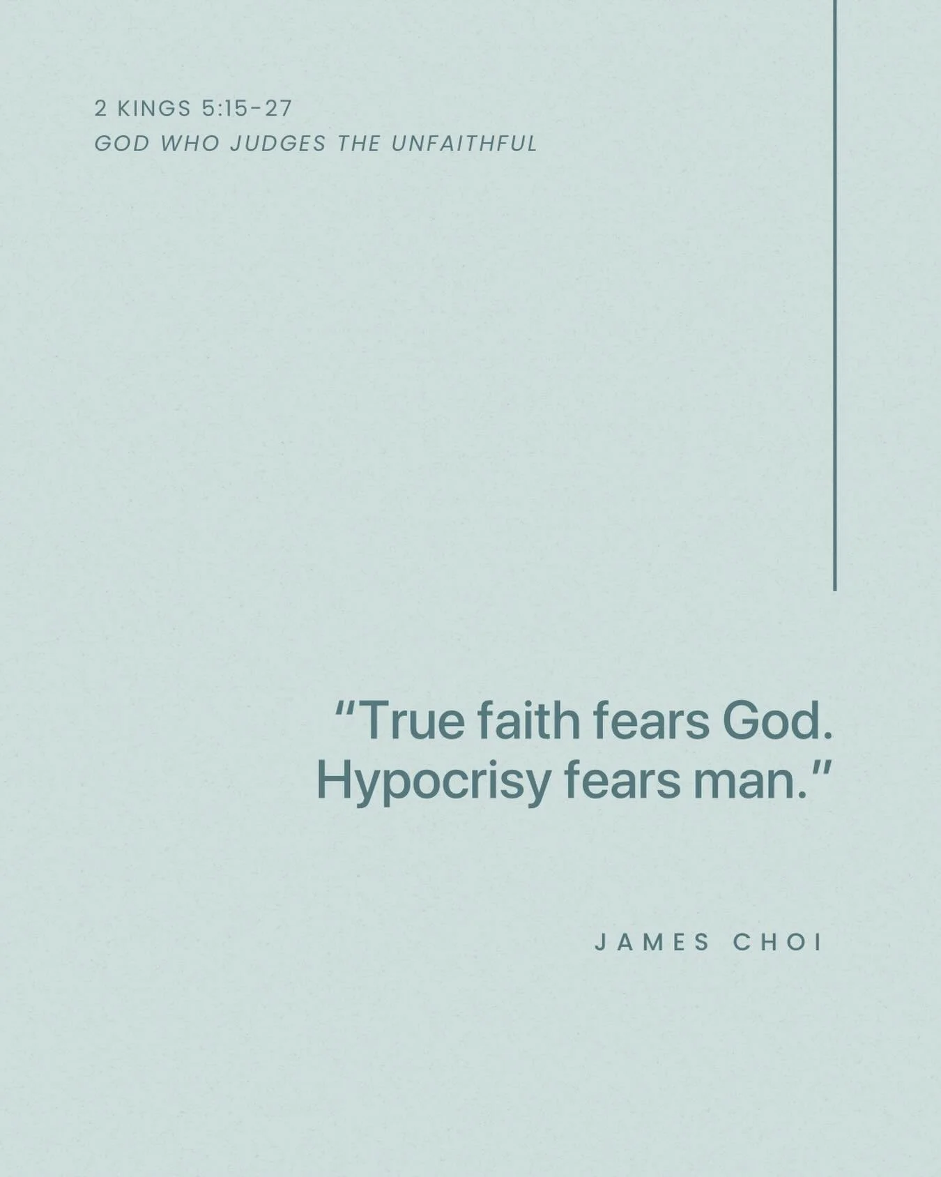 From Sunday&rsquo;s sermon &ldquo;God Who Judges the Unfaithful&rdquo; on 2 Kings 5:15-27.

Listen to the full sermon on our website, Spotify, or Apple Podcasts.